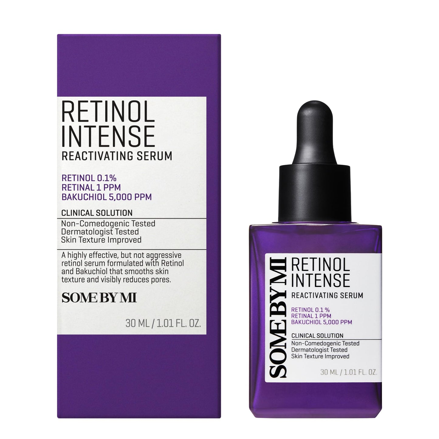 SOME BY MI Retinol Intense Reactivating Serum 30ml - Glow Bakuchiol & Niacinamide - Retinal & Retinol for Anti-Aging & Wrinkle Reduction - Vegan-Friendly Glass Skin Korean SkinCare