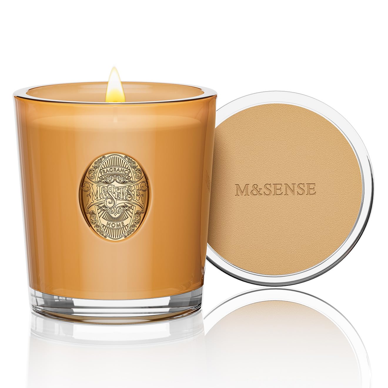 M&SENSE 290g Soy Scented Candles Sandal Woods - 55 Hours Long Burning, Natural Non-Toxic Glass Jar Candle, Aromatherapy for Relaxing, Luxury Birthday/Mother's Day Gifts for Women