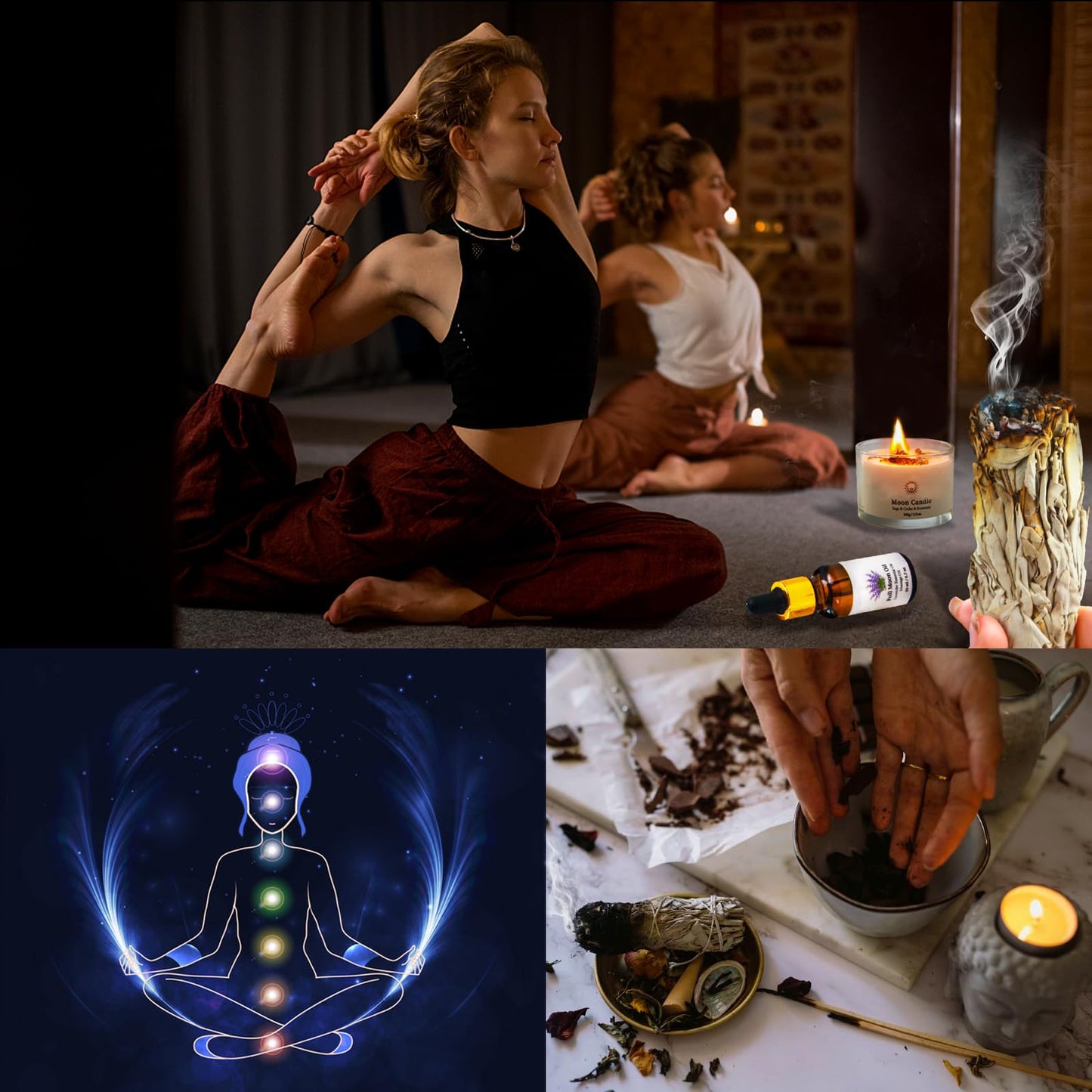 jagdag Spiritual Gifts, Energy Cleansing Kit, Chakra Candles, Positive Energy Crystals, Meditation Kit, Sage Cystal Candles Cleansing House Negative Energy, Spiritual Healing Gifts Women & Men, White