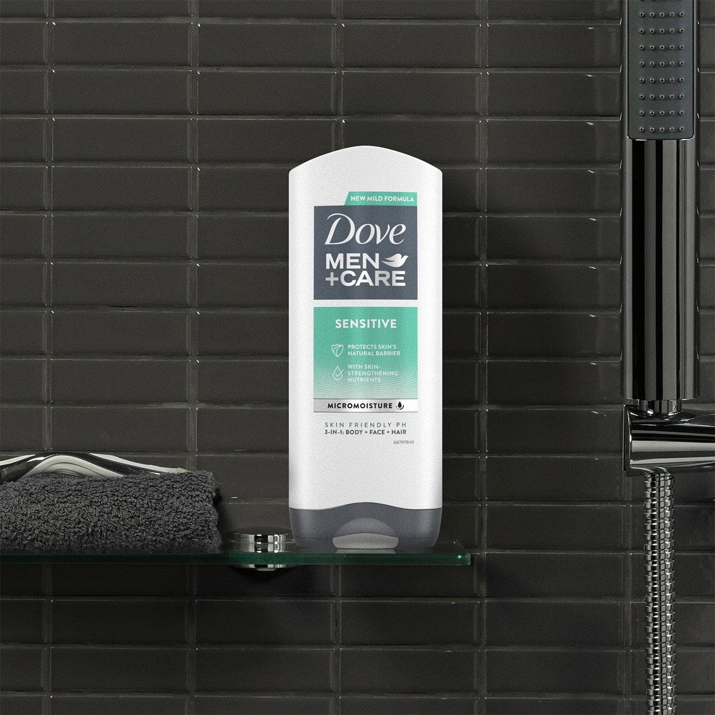 Dove Men+Care 3-in-1 Body, Face & Hair Wash Hydrating Sensitive Provides 24 Hour Nourishment with Clean and Calm Scent of Fresh Mint and Cedar Body Wash for Men, 400ml Pack of 3