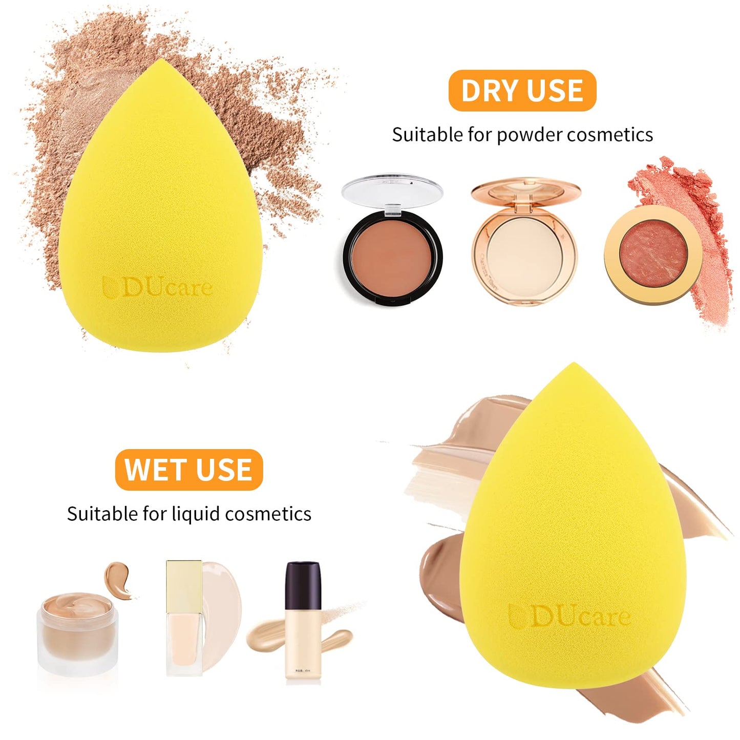 DUcare 4Pcs & 1Pc Makeup Sponges Foundation Brushes - Ideal For Flawless Makeup, Non-latex Blender Beauty Powder Puffs Kabuki Flat Top Face Brush