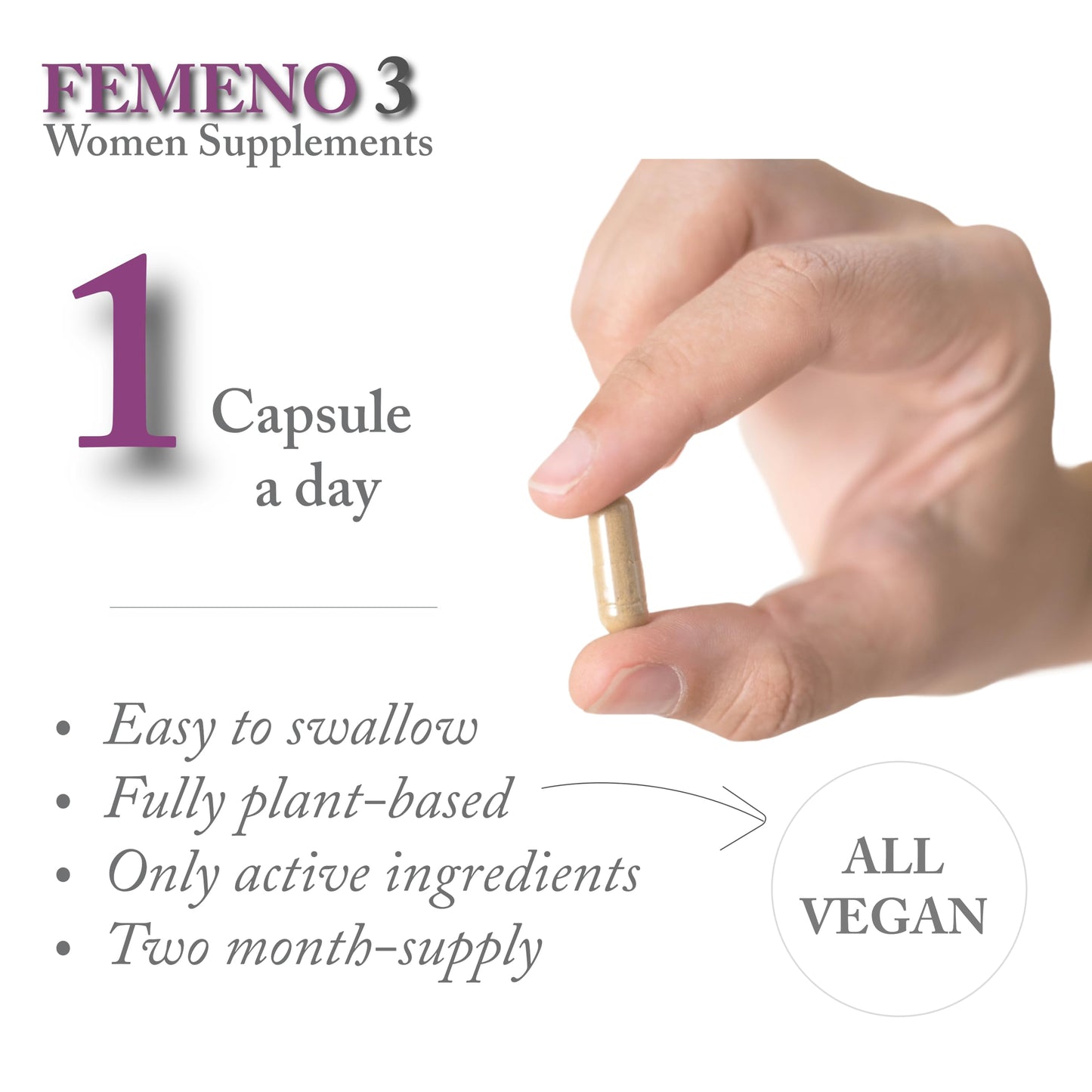 FEMENO 3 Women Supplement | Herbal Supplement with Maca Root, Fenugreek Extract and Tribulus Terrestris | 60 Capsules | by ReAge®