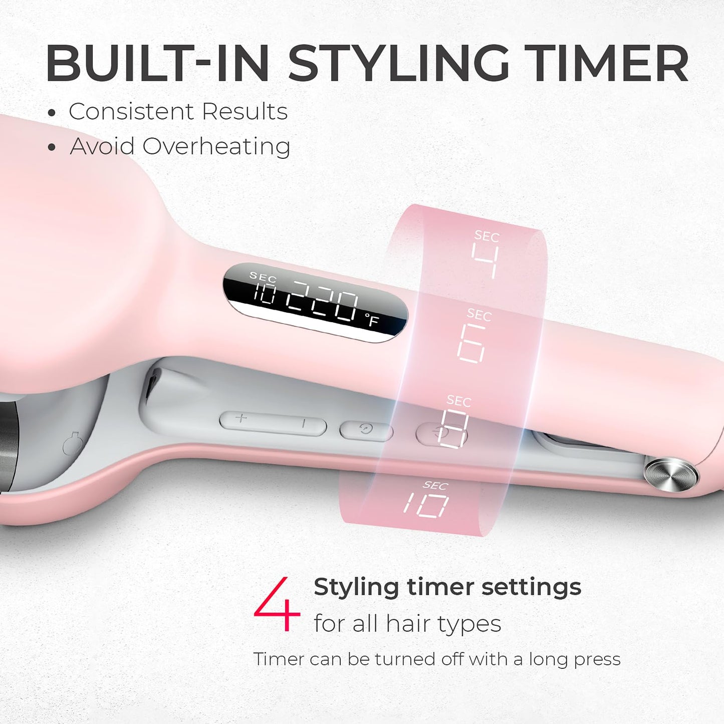 TYMO ROVY Hair Waver Crimper - Hair Curler, Deep Waver Curling Iron, Ionic Curling Wand with Ceramic Tourmaline Barrel for Women, Anti-Scald, Quick & Easy, Dual Voltage, Pink 32mm