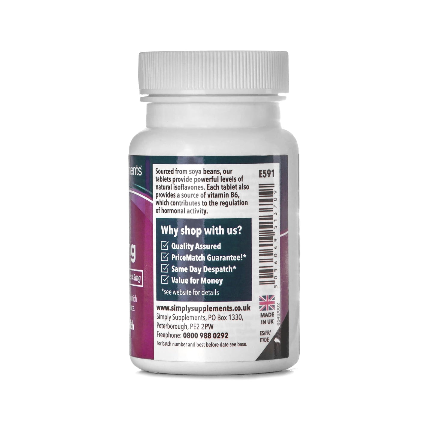 SOYA Isoflavones 5000mg | Supports Hormonal Balance with Vitamin B6 | Potent Daily Formula | Vegan and Vegetarian Friendly | 120 Tablets = 2 Months' Supply | Manufactured in The UK