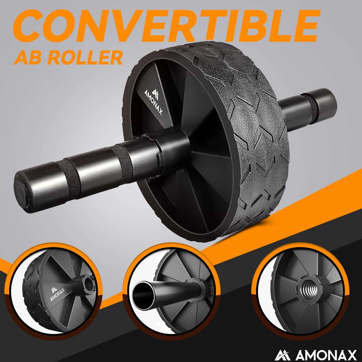 Amonax Gym Equipment for Home Workout (Ab Roller Wheel Set, Skipping Rope, Push-up Handles). Fitness Exercise, Strength Training Equipment for Abs, Weight Loss, Sport Accessories for Men Women