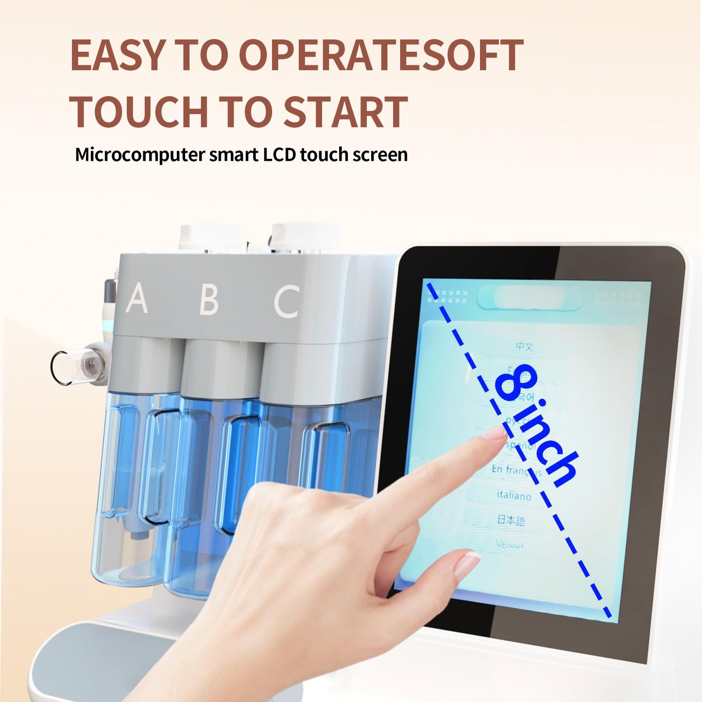 7 in 1 Hydrogen Oxygen Facial Beauty Cleaning and Care Machine for Professional Skin Lifting Hydrogen Oxygen Deep Clean Hydra LED Mask RF Water Therapy SPA Equipment Smart Touch Screen Elitzia ETDN7