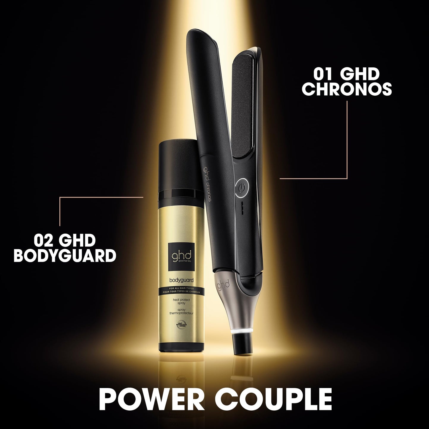 ghd Chronos Professional Styler, Black - Our Best Hair Straightener, One Stroke High-Definition Results That Last 24hrs, 3X More Breakage Protection, 2X Less frizz, 20 sec Heat up, 10 min Sleep Mode