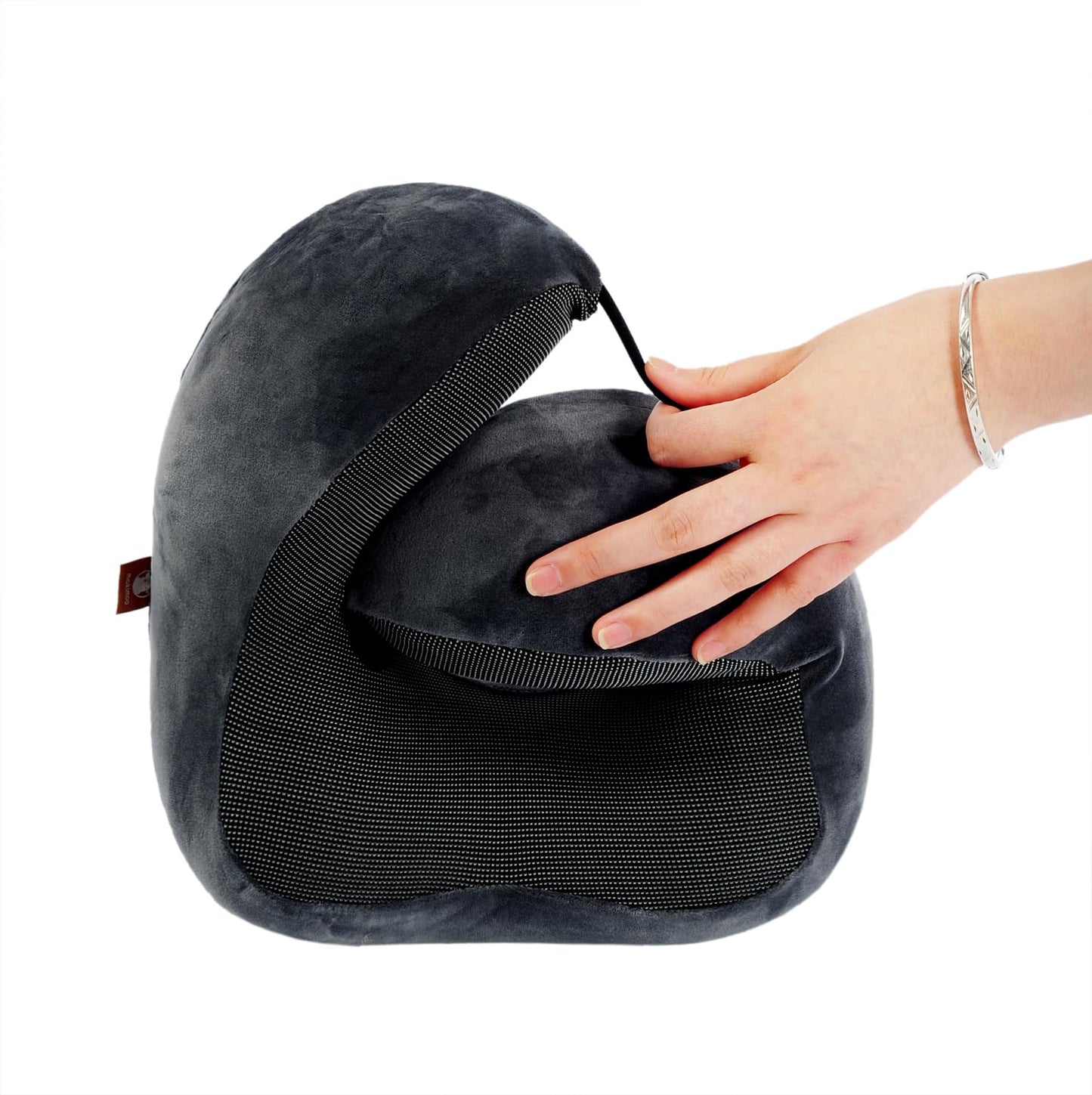Makimoo Memory Foam Travel Pillow, Neck Pillow with 360-Degree Head Support, Comfortable and Lightweight, Ideal for Sleeping on Airplane, Car, Train, Bus and Home Use, Comes with Storage Bag (Grey)