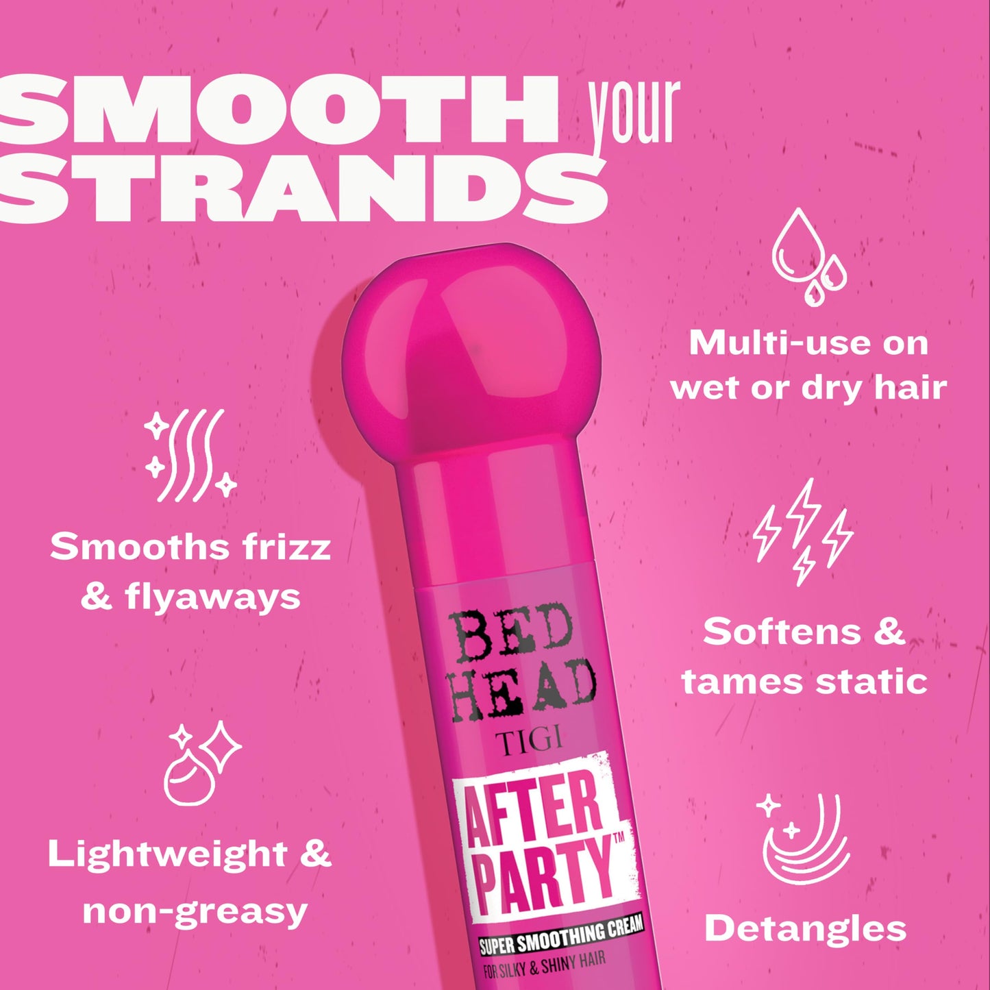 Bed Head by TIGI After Party Super Smoothing Cream – Anti Frizz hair styling product with humidity protection for frizzy, dull or coarse hair, 100ml