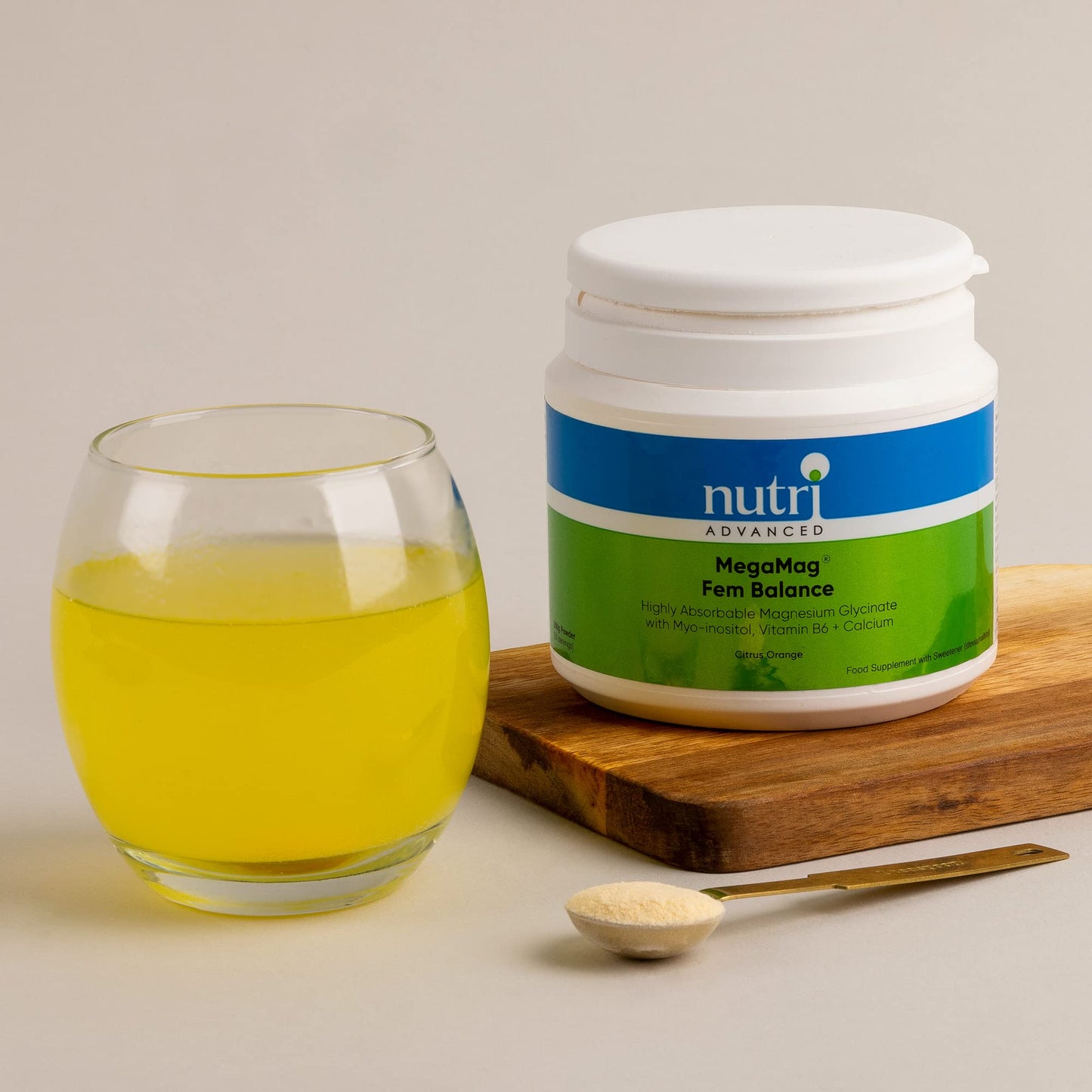 Nutri Advanced MegaMag Fem Balance Magnesium Glycinate Powder - Female Health & Hormone Balance - Citrus Orange, 30 Servings