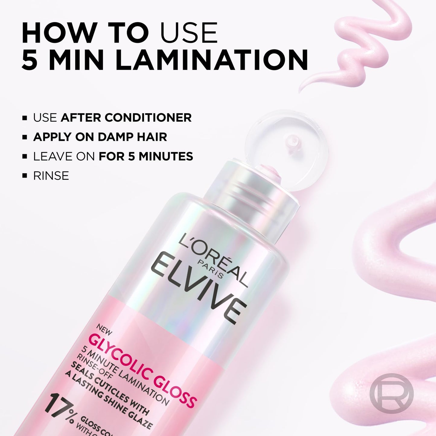 L'Oreal Paris Elvive Glycolic Gloss Lamination Rinse-Off Treatment, With Gloss Complex and Glycolic Acid, Fills and Seals Hair Fibres, For Long-lasting Smooth & Shiny Hair, Ideal for Dull Hair, 200ml