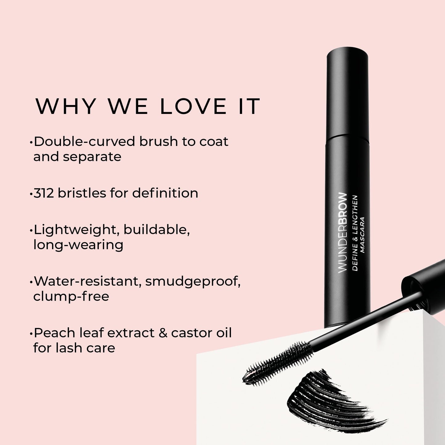 Wunderbrow Define & Lengthen Mascara, Long-lasting, Water-resistant and Smudgeproof, Vegan and Cruelty free