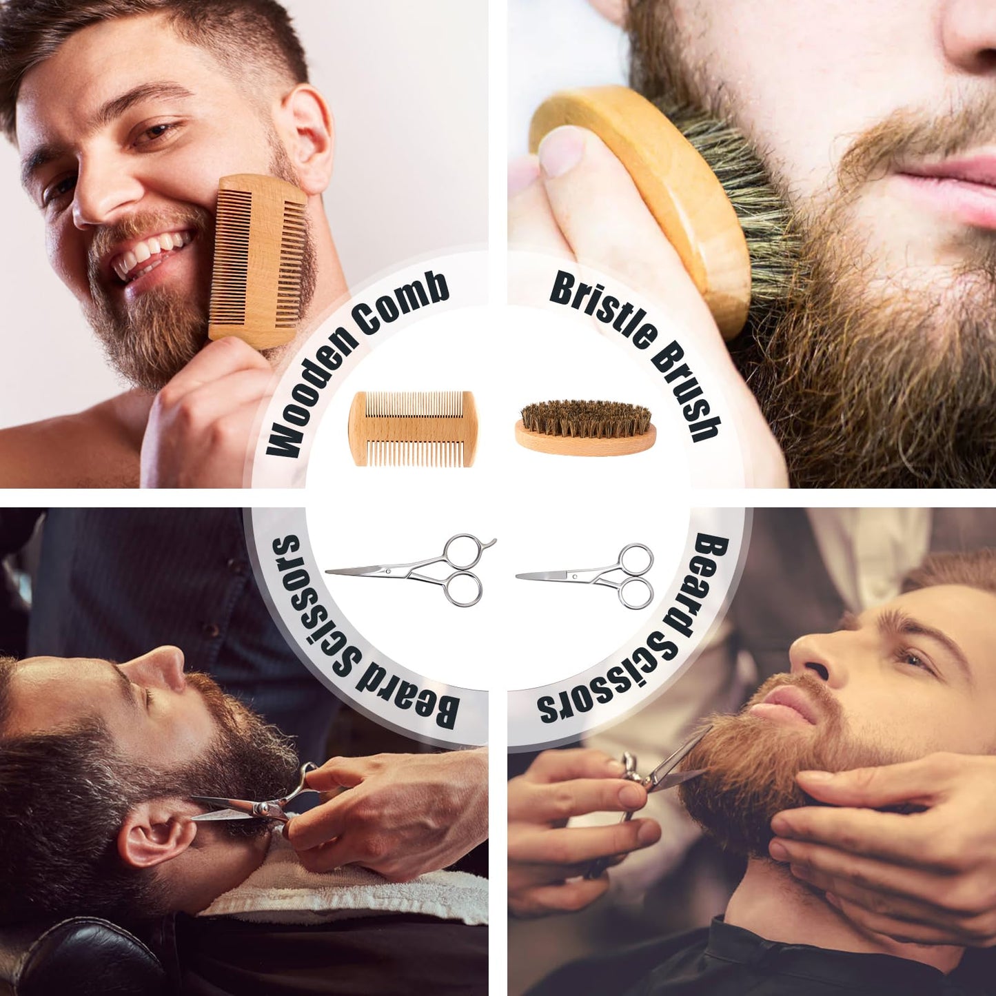 Beard Care Kit for Men, Father’s Day Gifts for Dad, LIONMANE Beard Grooming Kit-Beard Balm,Beard Wash & Oil,Comb,Brush,Scissors, Hair Thinning Comb,Anniversary Birthday Gifts for Him/Husband/Boyfriend