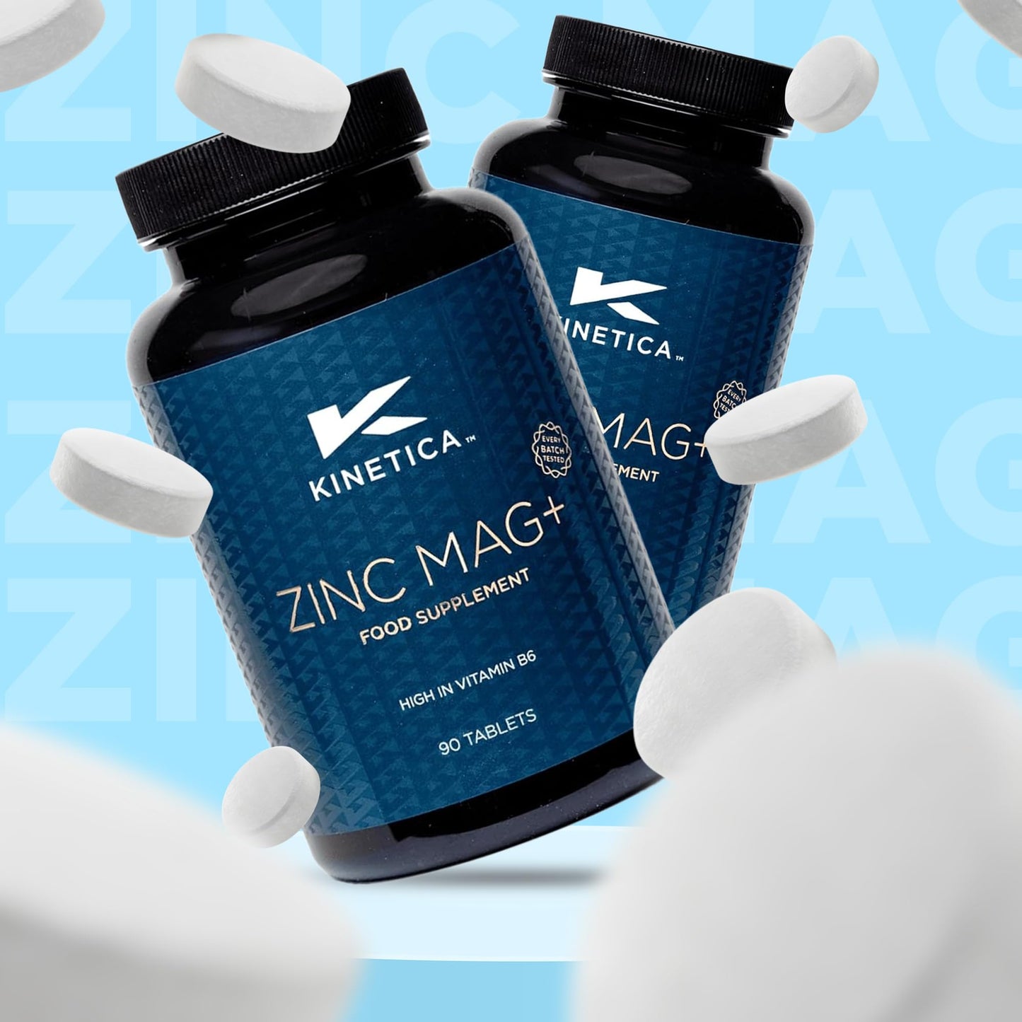 Kinetica Sports Zinc Mag+ | 420mg Magnesium, 16.5mg Zinc, 193μg Selenium & 4.8mg Vitamin B6/Serve, 30 Servings/90 Capsule Pack | 3 Capsules/Day| Scientifically Formulated Blend| Promotes Healthy Sleep
