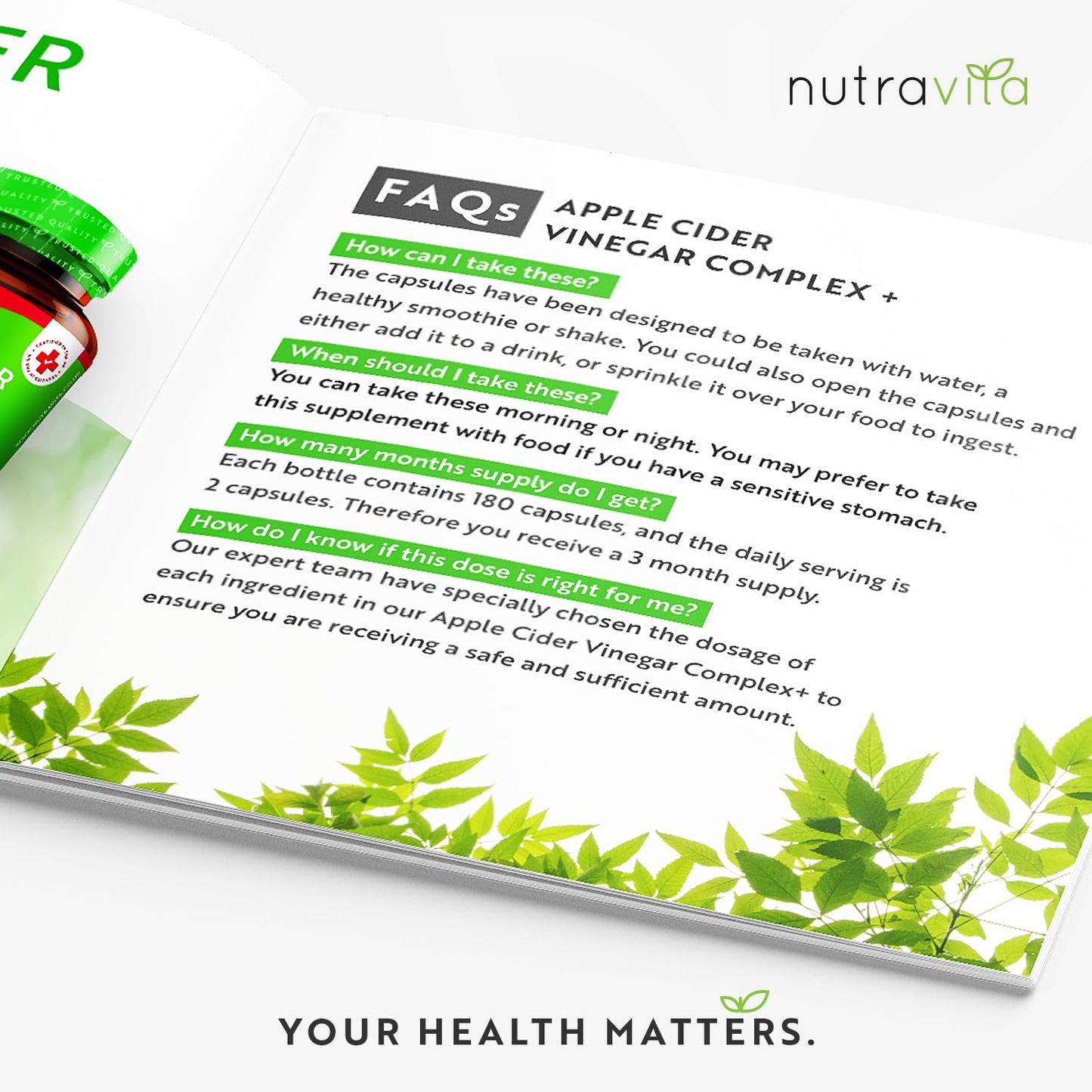 Apple Cider Vinegar Capsules with Cayenne Pepper, Turmeric and Ginger Root - 180 Vegan Capsules Made from UK Grown Apples - Raw Unfiltered ACV - 1033mg Daily Dosage - Made in The UK by Nutravita