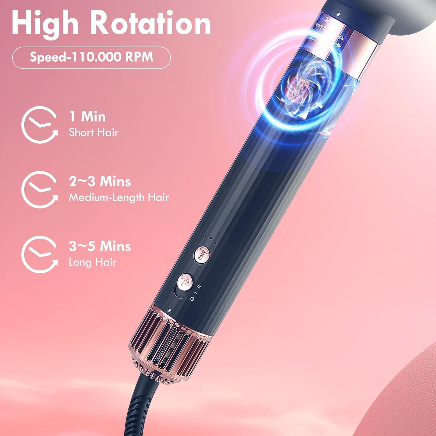Flexstyle Hair Styler, NDLT 110,000 RPM High Concentration of Negative Ions Hair Dryer, Blow Dryer Brush, Straightening Brush, Curling lron 5 in 1 for Fast Drying Curling Straightening & Smoothing