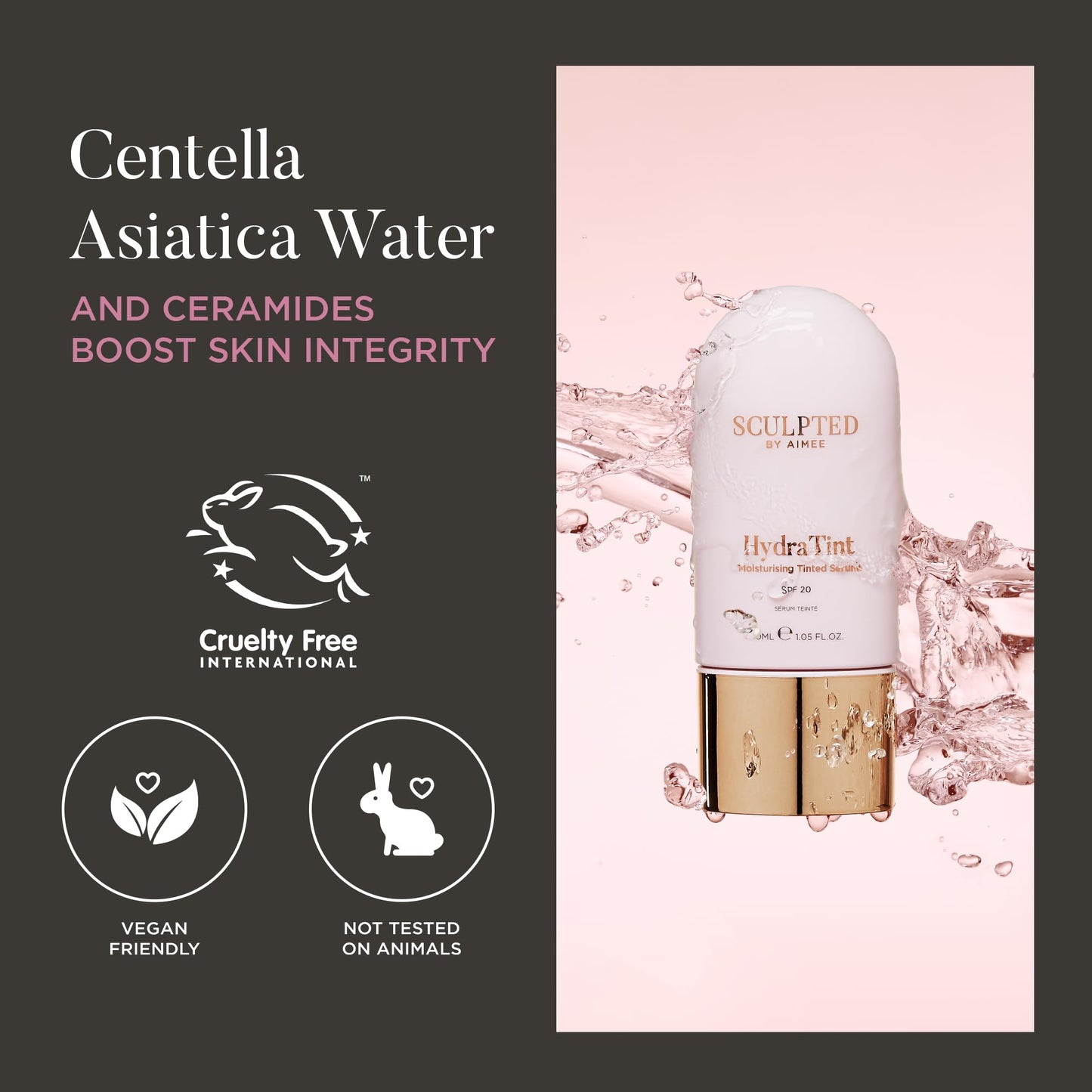 HydraTint Moisturising Tinted Serum from Sculpted by Aimee - 30ml 2-in-1 Makeup and Skin-Perfecting Skincare Tinted Moisturiser & Serum Foundation with SPF 20, Hyaluronic Acid & Ceramides
