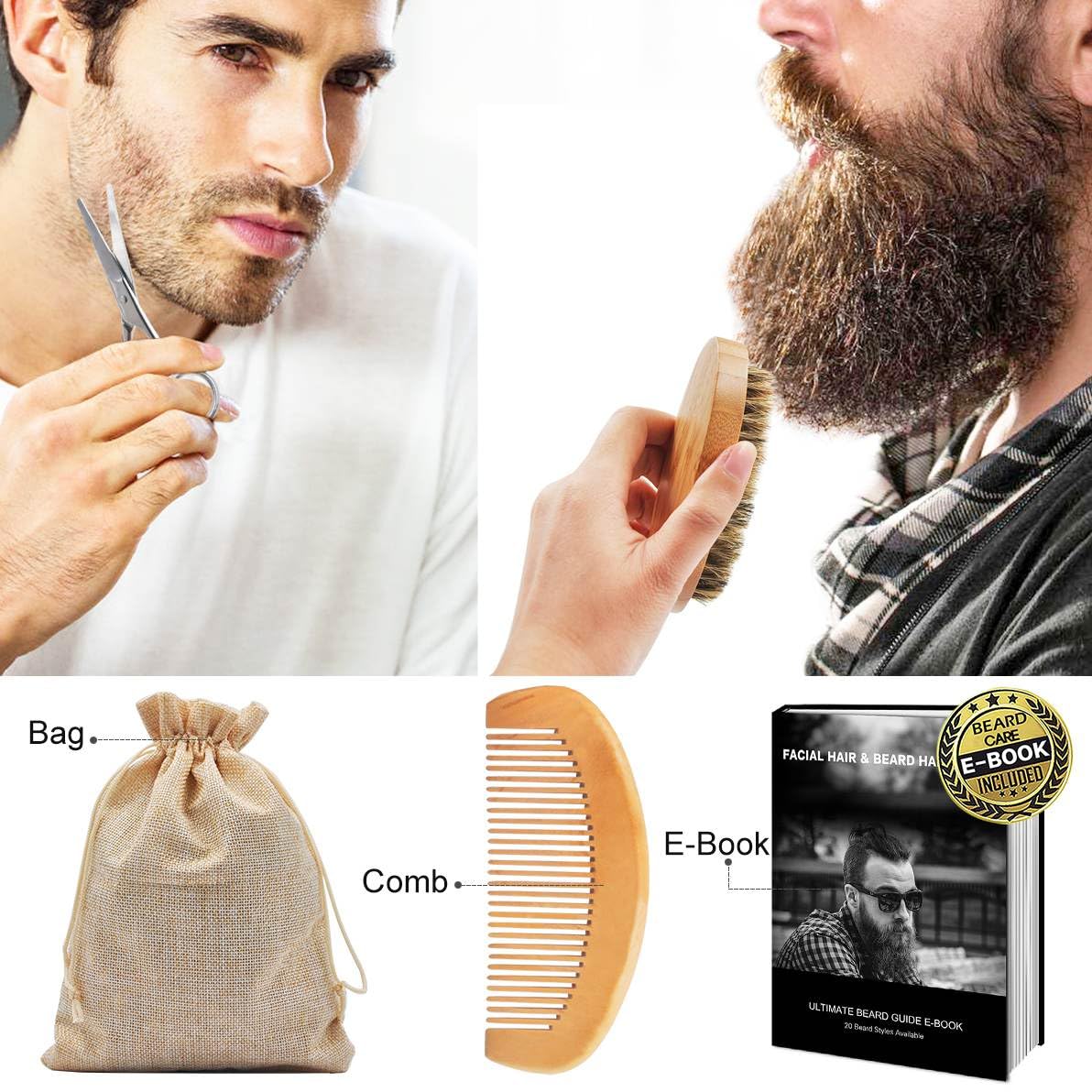 XIKEZAN Fathers Day Dad Gifts,Beard Grooming Kit for Men w/Beard Conditioner, Wash, Oil, Balm,Brush,Anniversary Birthday Valentines Gifts for Men Him Daddy Husband Boyfriend Christmas Stocking Fillers
