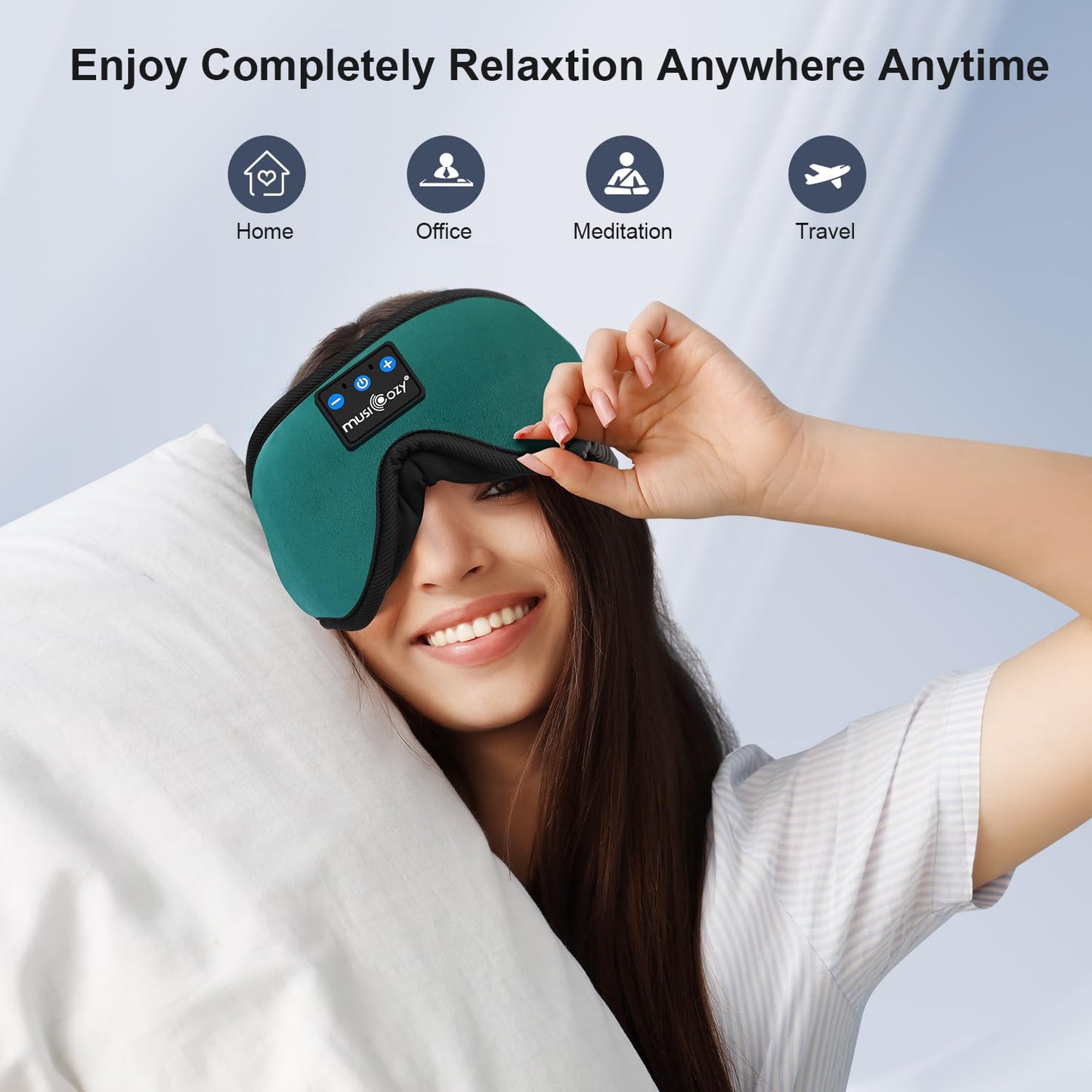 MUSICOZY Sleep Mask Headphones,Upgraded 3D Sleep Headphones Eye Mask with Headphones for Sleeping,Travel,Relax,Nap,100% Blackout Bluetooth Sleep Masks for Women & Men