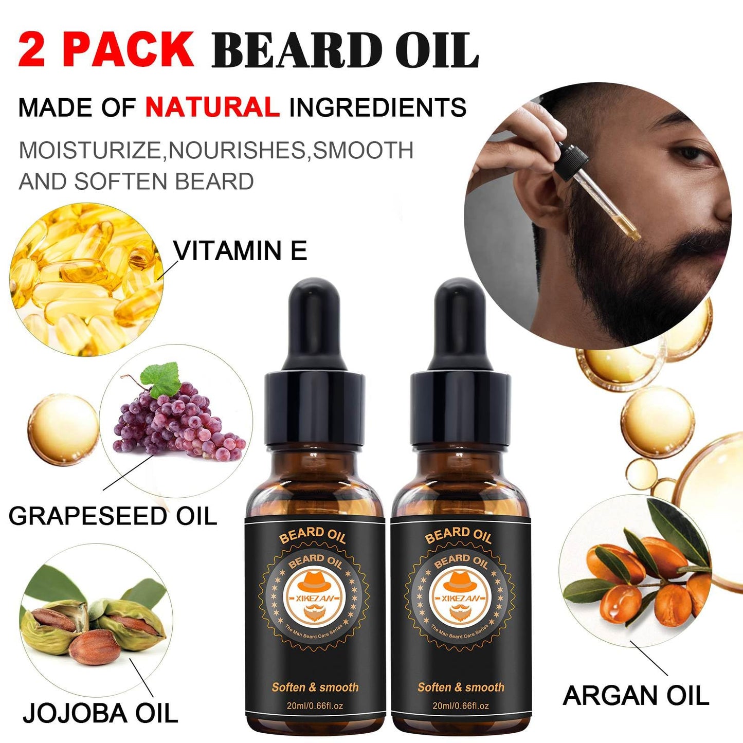 XIKEZAN Fathers Day Dad Gifts,Beard Grooming Kit for Men w/Beard Conditioner, Wash, Oil, Balm,Brush,Anniversary Birthday Valentines Gifts for Men Him Daddy Husband Boyfriend Christmas Stocking Fillers