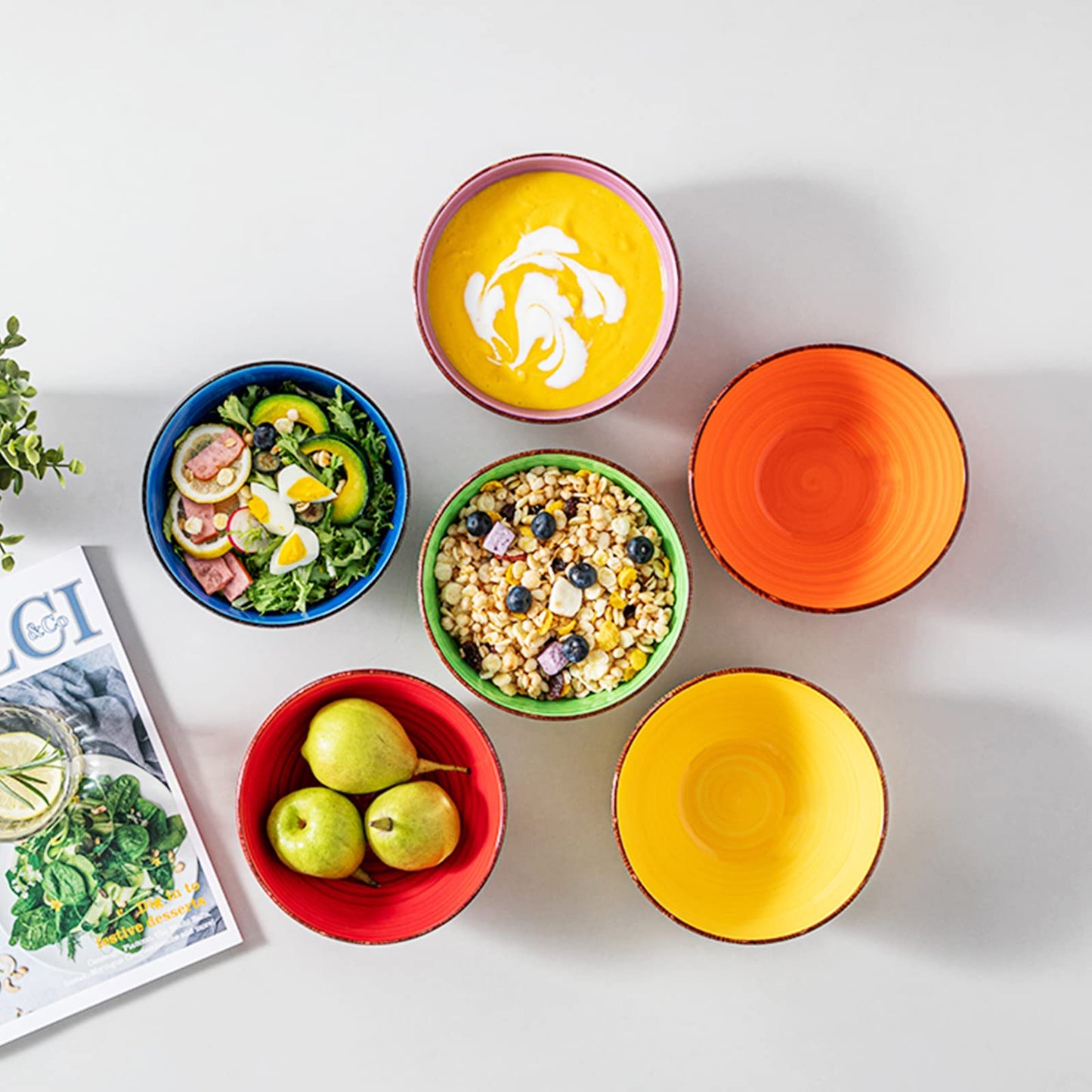 vancasso Bonita Cereal Bowls Set of 6, 27 Oz Ceramic Soup Bowls, Serving Bowls for Salad, Noodle, Porridge, Rice, Dishwasher & Microwave Safe, Warm Color