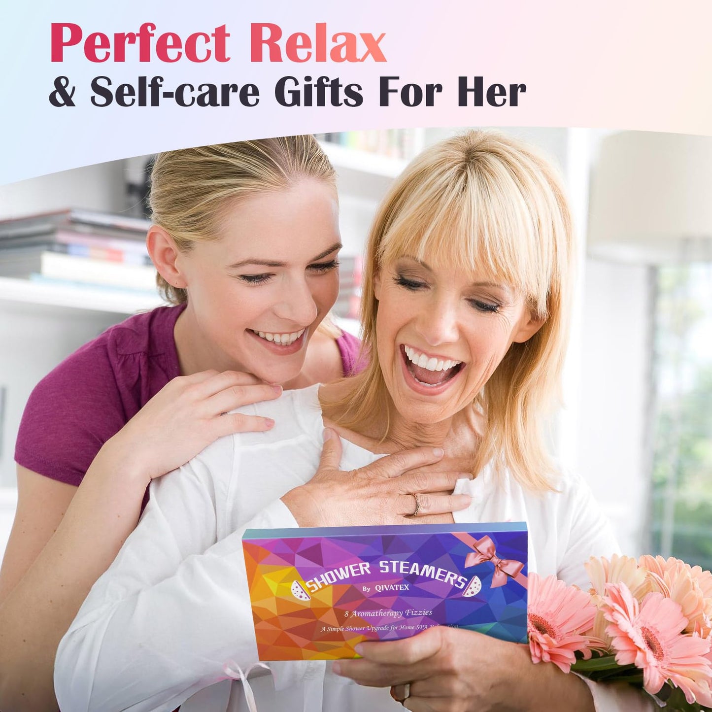 Qivatex Gifts for Women: Shower Steamers Aromatherapy, Birthday Gifts for Women, Mum, Nanny, Girls, Teen SPA Stress Relief Bath Bombs Set Personalised Gift (8 Scents)