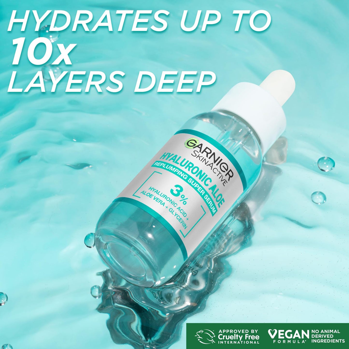 Garnier SkinActive Hyaluronic Acid Super Serum, Replumps & Hydrates, Strengthens Skin Barrier, With 3% Hyaluronic Acid, Aloe Vera & Glycerin, 30ml