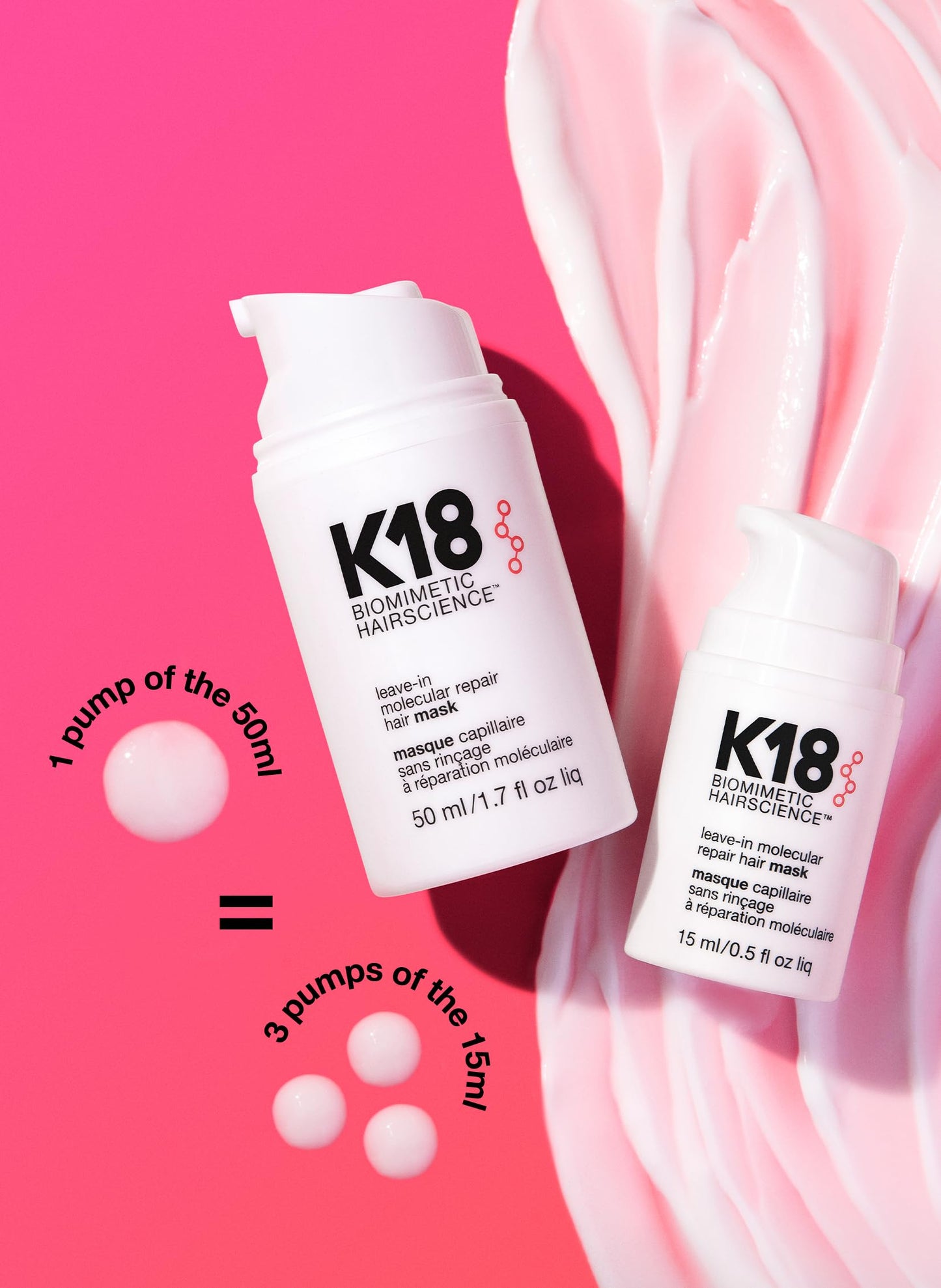 K18 Leave-In Hair Repair Mask, 15ml