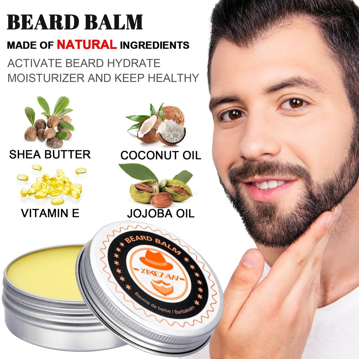 XIKEZAN Fathers Day Dad Gifts,Beard Grooming Kit for Men w/Beard Conditioner, Wash, Oil, Balm,Brush,Anniversary Birthday Valentines Gifts for Men Him Daddy Husband Boyfriend Christmas Stocking Fillers
