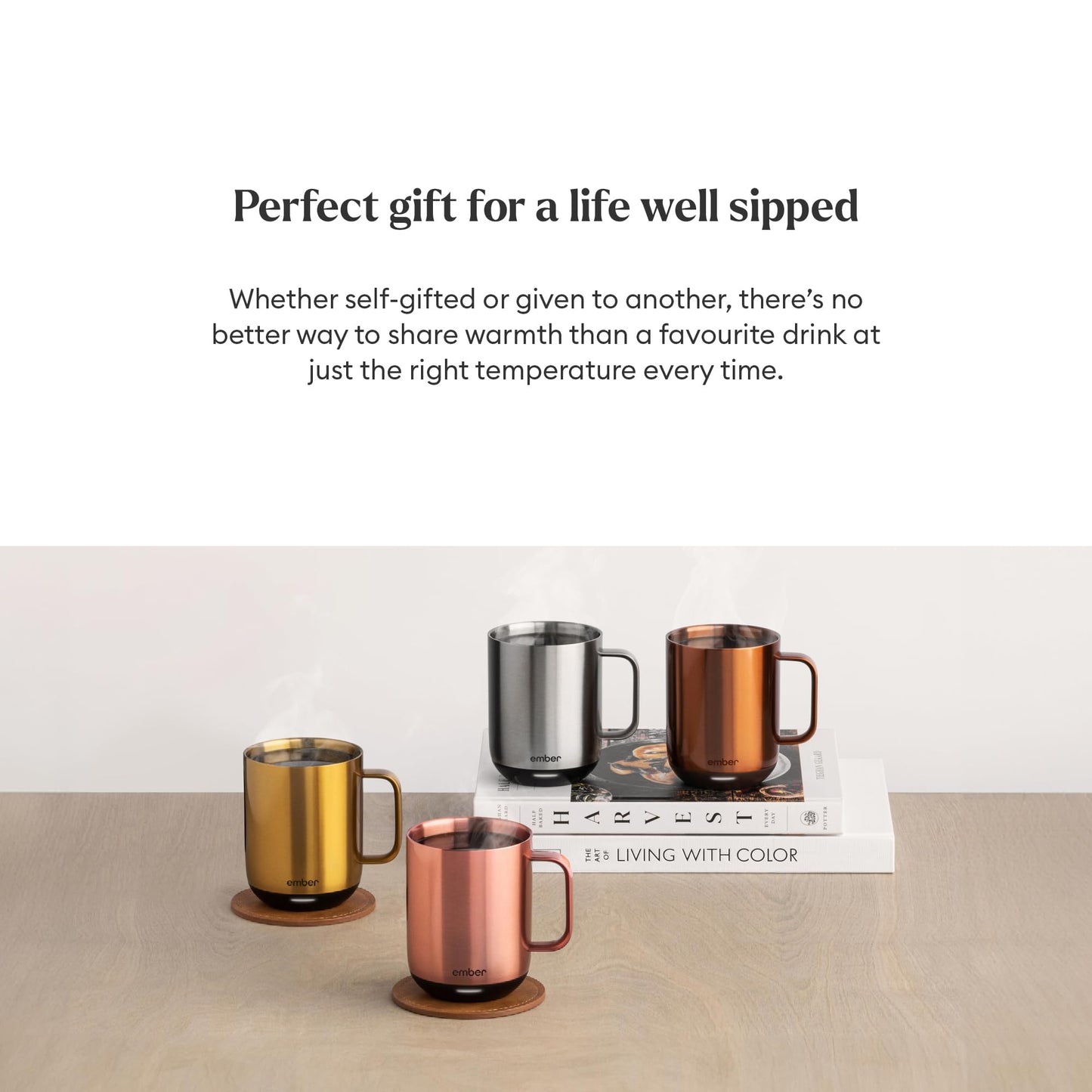 Ember Temperature Control Smart Mug 2-295 ml App-Controlled and Rechargeable Heated Coffee Mug with Intelligent LED Display, 1.5-hr Battery Life and Improved Design, Rose Gold