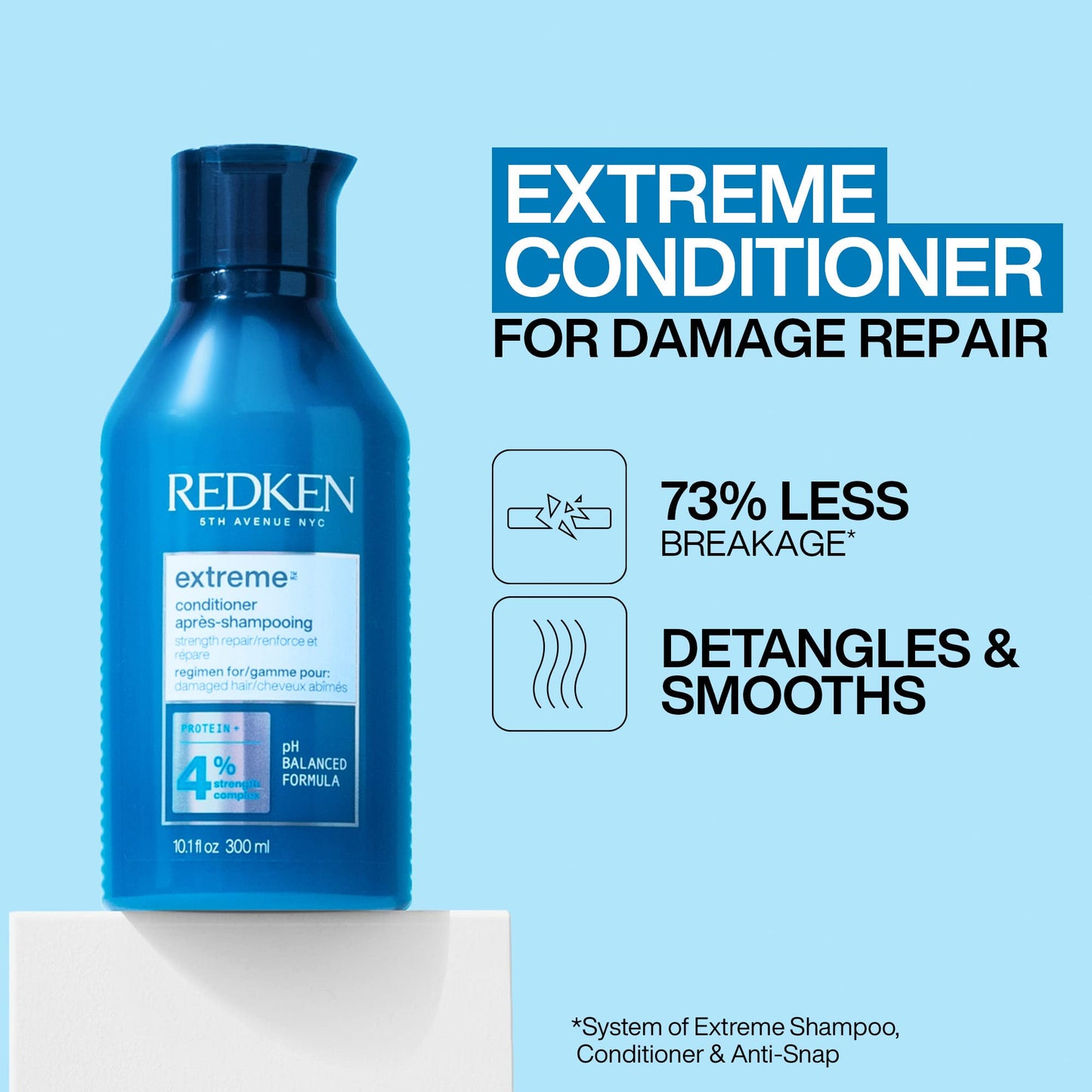 Redken Extreme Shampoo and Conditioner, For Damaged Hair, Repairs Strength & Adds Flexibility