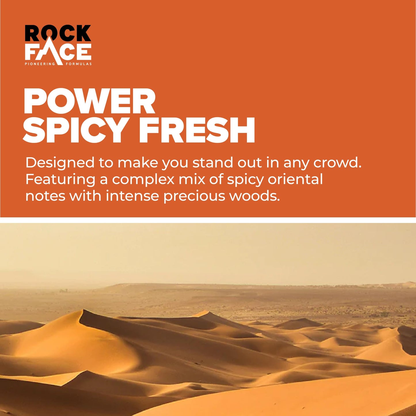 Rock Face Antiperspirant Deodorant for Men - Power Spicy Oriental Scent, 200ml Spray, 48 Hour Protection, Non-Staining, Multipack of 6