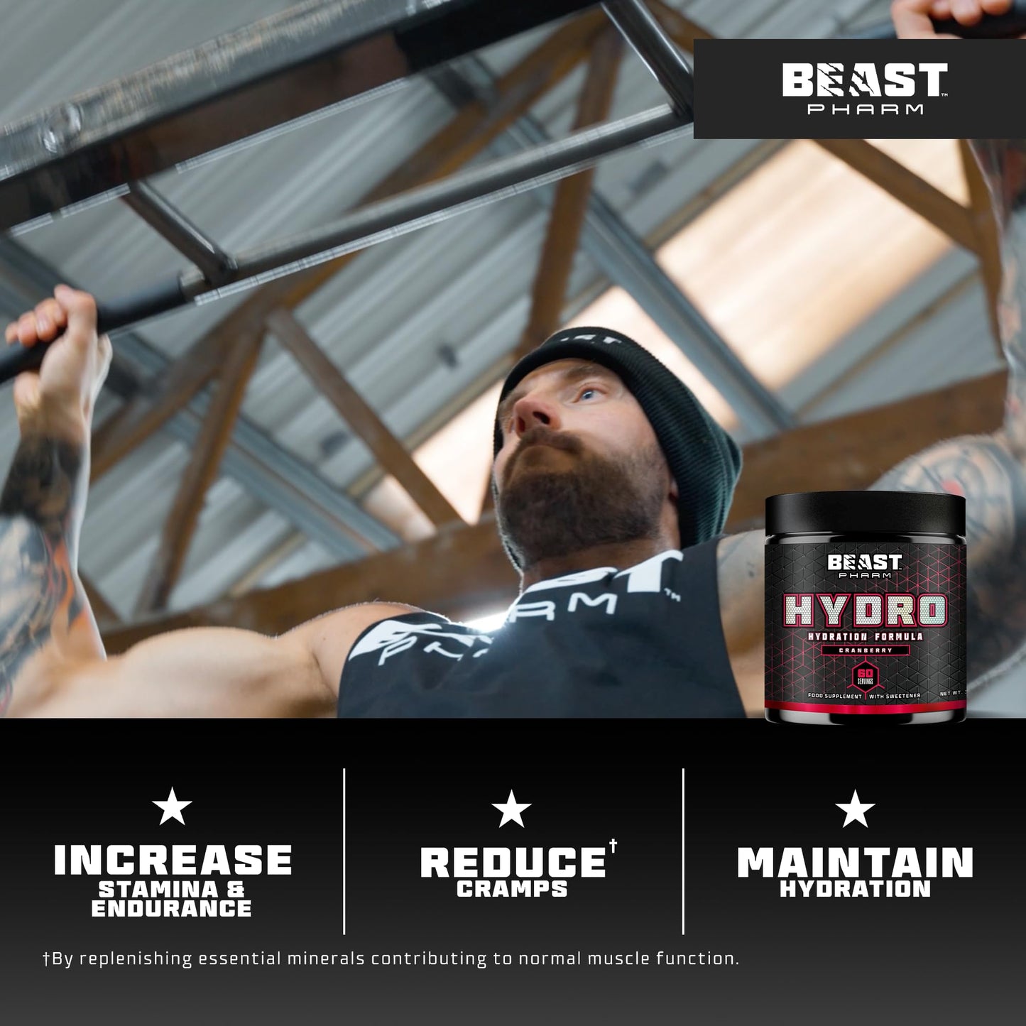 Beast | Electrolytes Powder | Sport & Running Hydration Electrolytes Drinks | 360g/60 Servings | Eddie Hall's Hydro | Rehydration and Energy | Lemon Sherbet