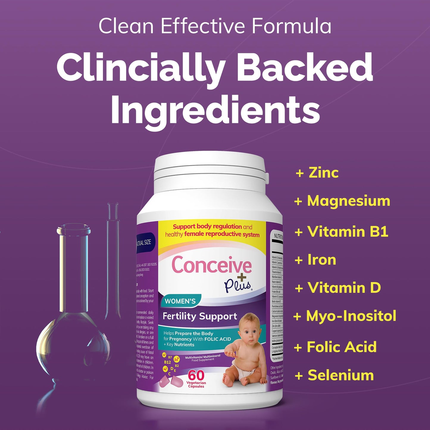 Conceive Plus Fertility Supplements for Women - Support Body Regulation & Healthy Female Reproductive System - 21 Vitamins for Conception - 30 Day Supply for Hormone Balance, Biotin - 60 Capsule