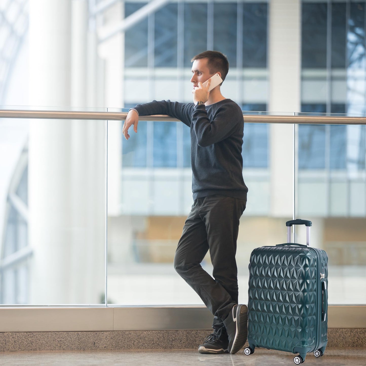 CMY Lightweight 4 Wheel ABS Hard Shell Travel Trolley Luggage Suitcase Set, Medium 24" Hold Check in Luggage (Dark Green)