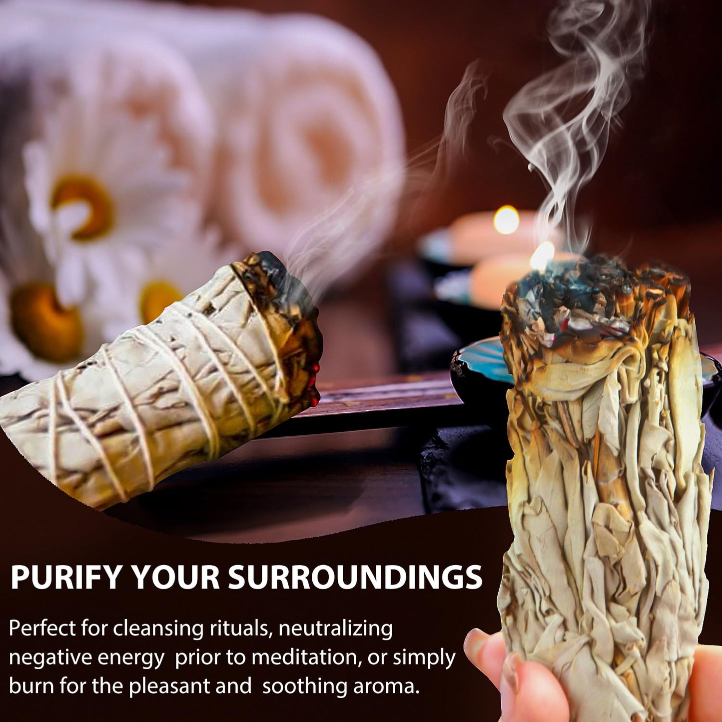 jagdag Spiritual Gifts, Energy Cleansing Kit, Chakra Candles, Positive Energy Crystals, Meditation Kit, Sage Cystal Candles Cleansing House Negative Energy, Spiritual Healing Gifts Women & Men, White