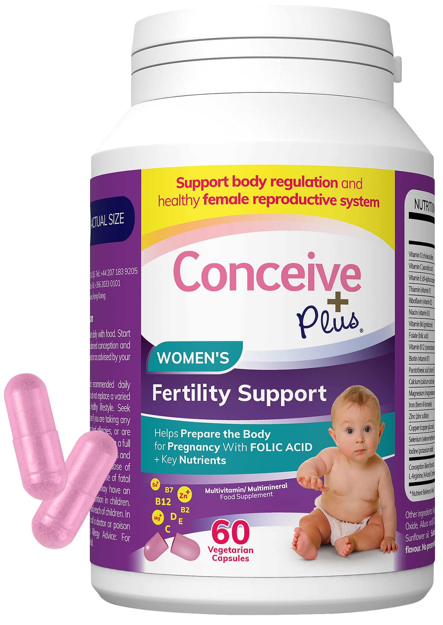 Conceive Plus Fertility Supplements for Women - Support Body Regulation & Healthy Female Reproductive System - 21 Vitamins for Conception - 30 Day Supply for Hormone Balance, Biotin - 60 Capsule