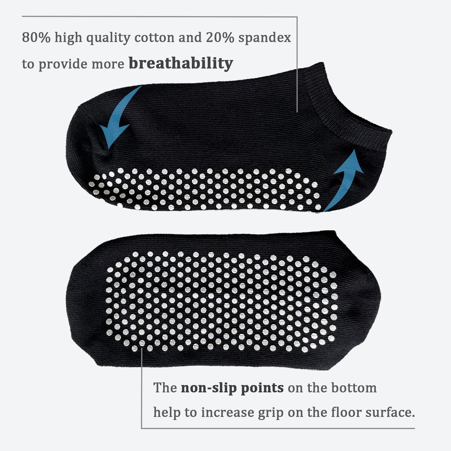 KEYRI 4 Pairs Non Slip Yoga Socks Pilates Socks Cotton Yoga Socks for women and men with Grips,Ballet Home Hospital Fitness Sports Socks,Full Toe Ankle Non-Slip Grip Socks,One Size (3 Black + 1 Gray)
