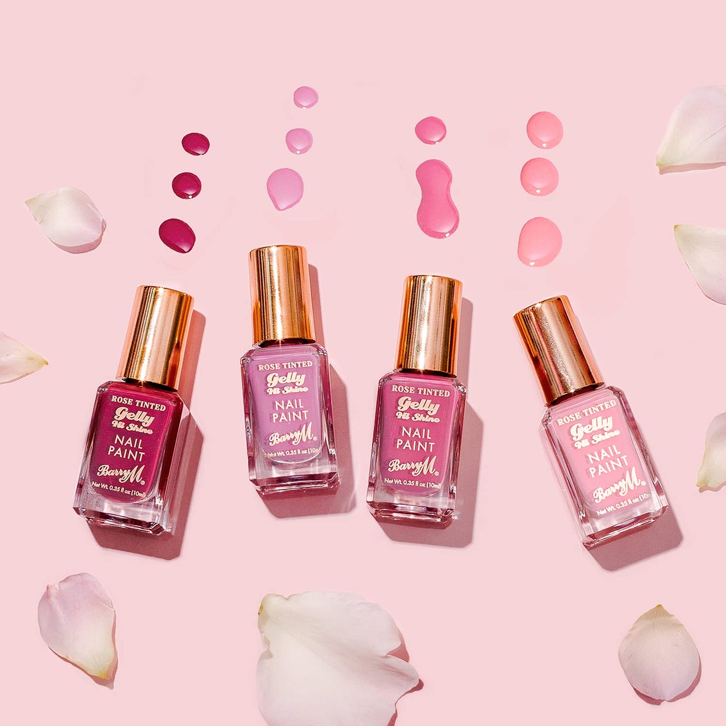 Barry M Romantic Rose Nail Paint Gift Set, 4 rose tinted gelly hi shine shades, Pink