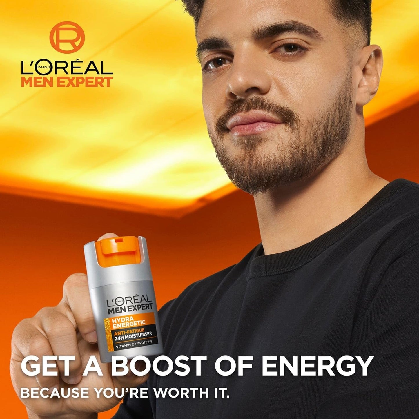 L'Oréal Men Expert Anti-Fatigue Moisturiser, Hydra Energetic Men's Moisturiser With Vitamin C* Fights Appearance of Dark Circles And Hydrates Skin - 50 ml