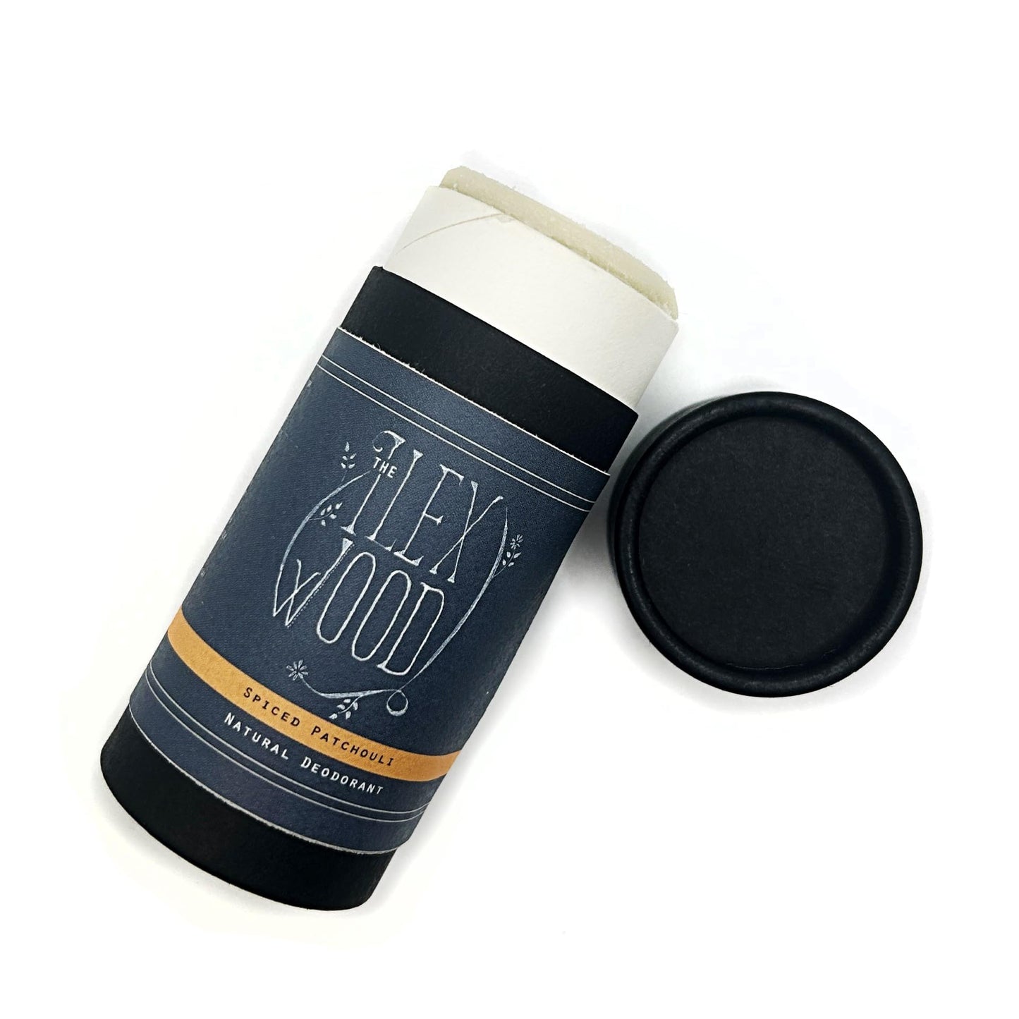 The Ilex Wood - Spiced Patchouli Woody Natural Deodorant - 70ml. Natural Deo in Eco Friendly Cardboard Tube, Vegan, no Plastic, no Alcohol, no Toxins, no Aluminium Salts & Cruelty Free for Women & Men