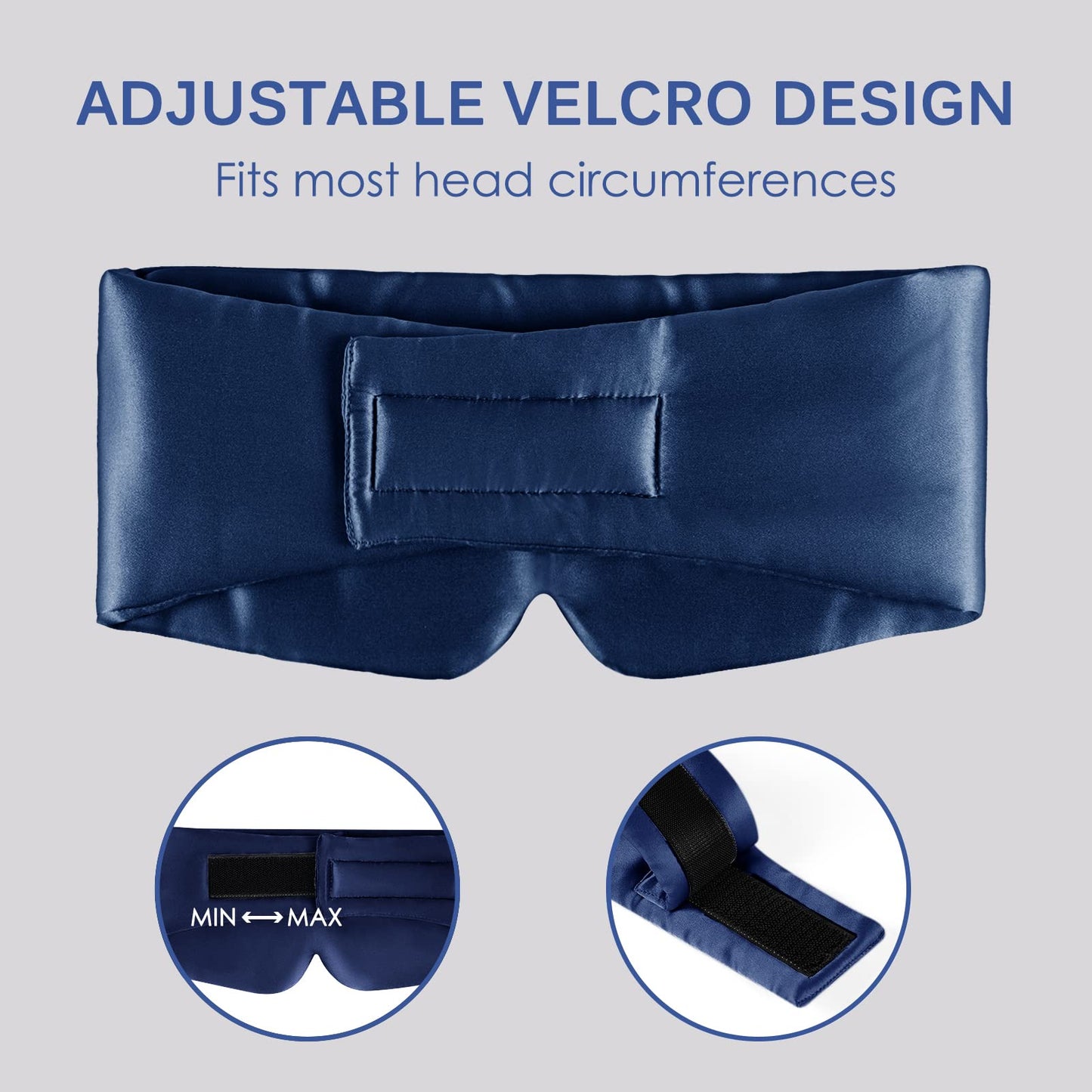 OLESILK Sleep Mask, 100% Natural Mulberry Silk Eye Mask for Women and Men with Adjustable Strap, Large in Size, Blindfold for All Night Sleep, Navy