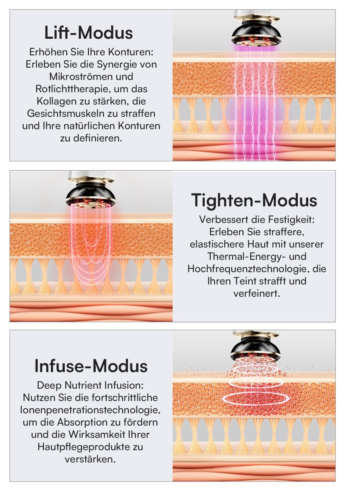 INIA Micro-Current Facial Lift Device 3-in-1 Red Light Therapy for Face and Neck, Skin Tightening and Rejuvenation Device True Beauty Glow Facial Massager, Effective Wrinkle and Puffiness Reduction