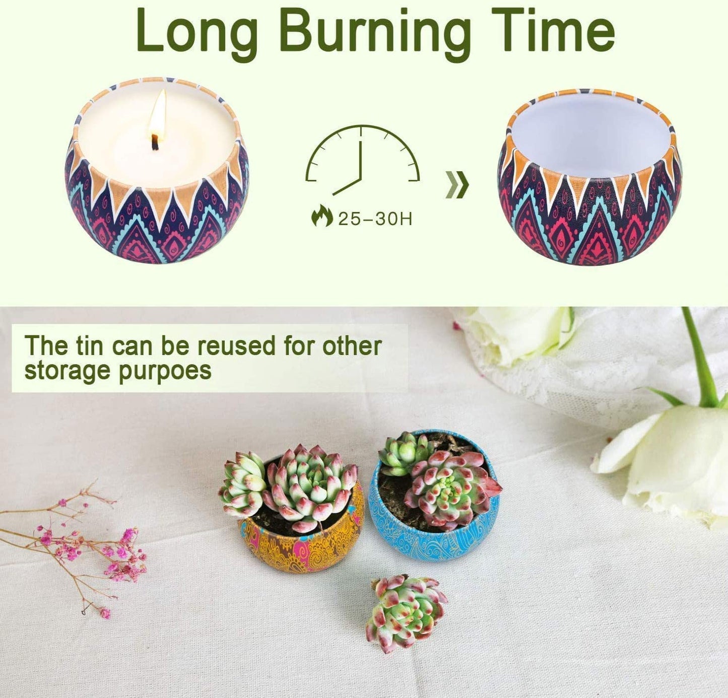 YMing Candles Gift Set for Women,17.6 Oz Long Burning Candle Gifts for Home Scented,Soy Wax Aromatherapy Candle Gift for Woman Friends, Tin Present for Mother's Day,Birthday,Eid,Anniversary