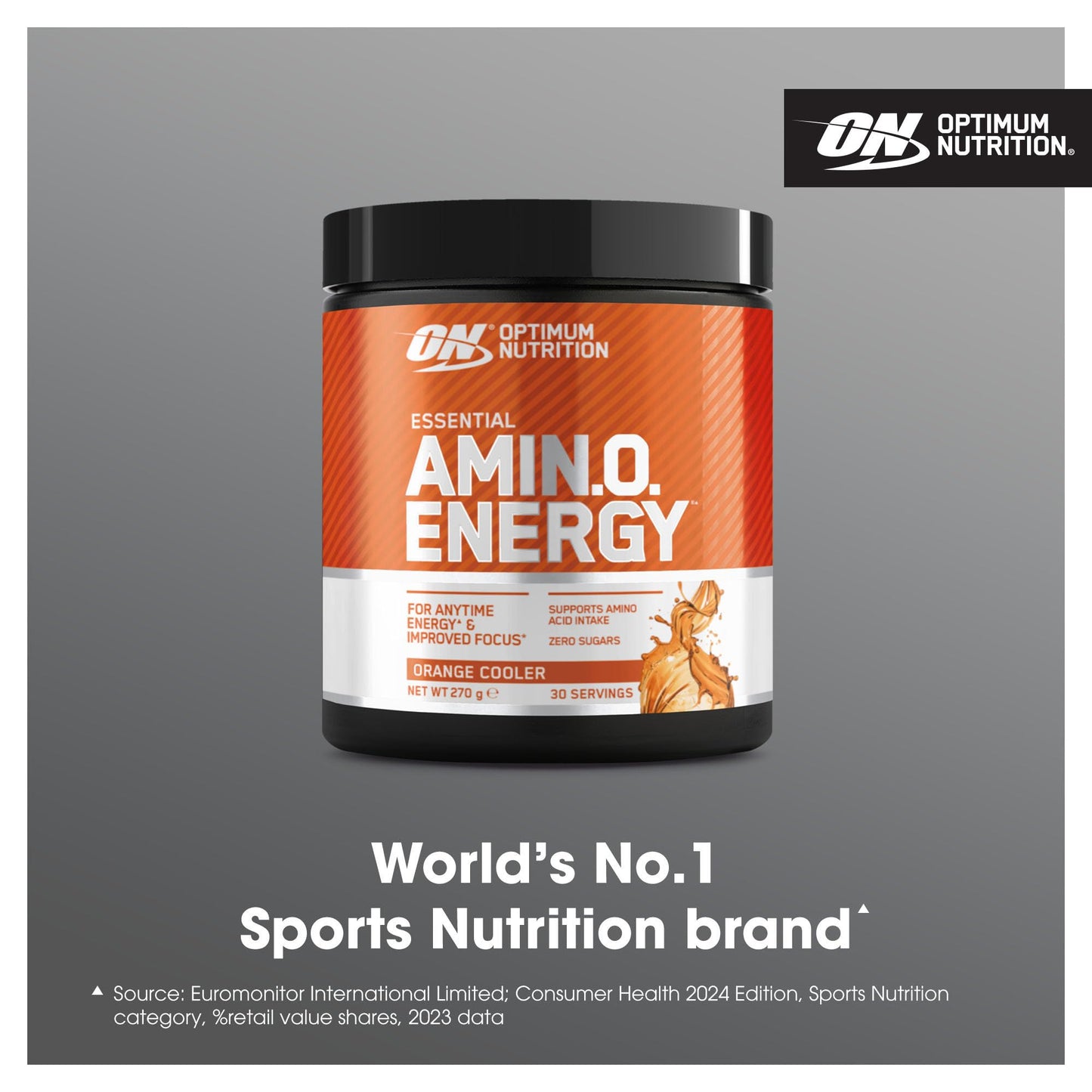 Optimum Nutrition Amino Energy Pre Workout Powder, Energy Drink with Amino Acids, BCAA and L-Glutamine, Food Supplement with Vitamin C and Caffeine, Orange Cooler Flavour, 30 Servings, 270 g
