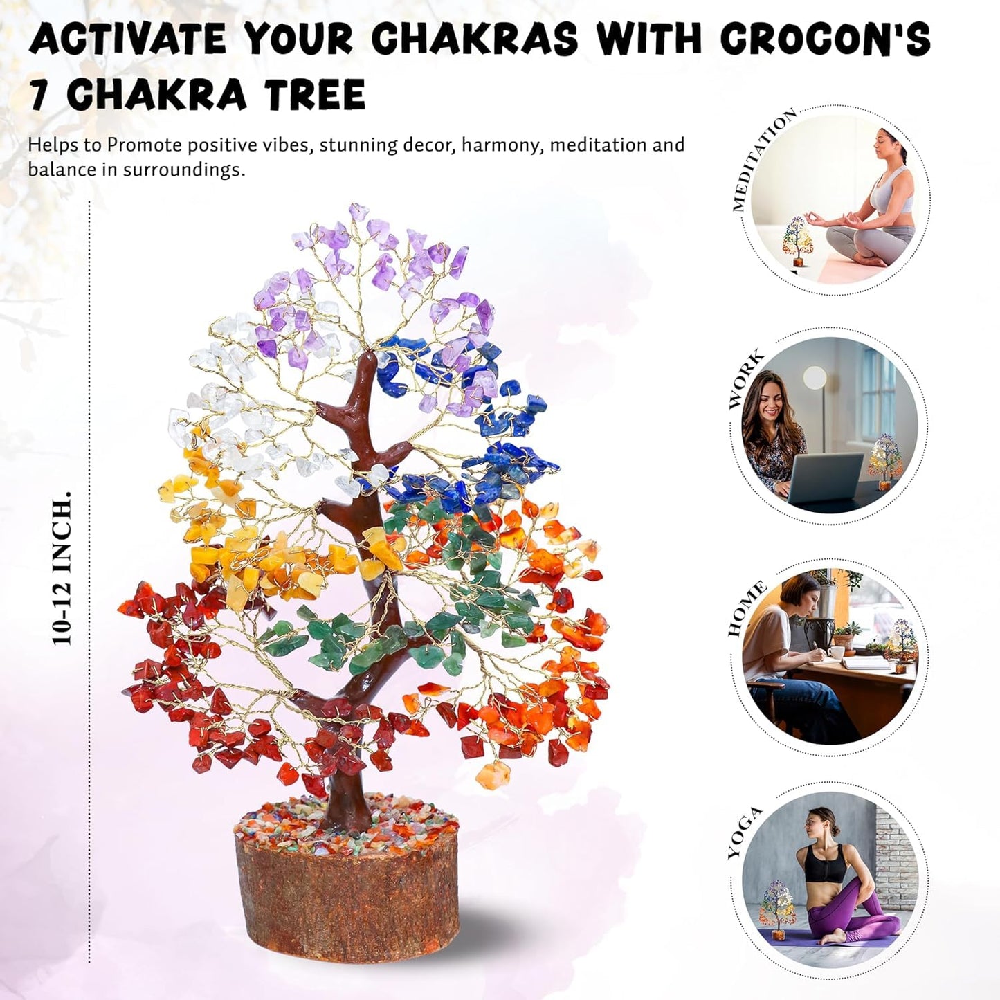 Seven Chakra Crystal Tree Birthday Gifts for Women & men, Crystal Tree of Life Sister birthday gifts Home Decor Healing Crystals Gifts for Mom Positive Energy New Home House Warming Gift Women