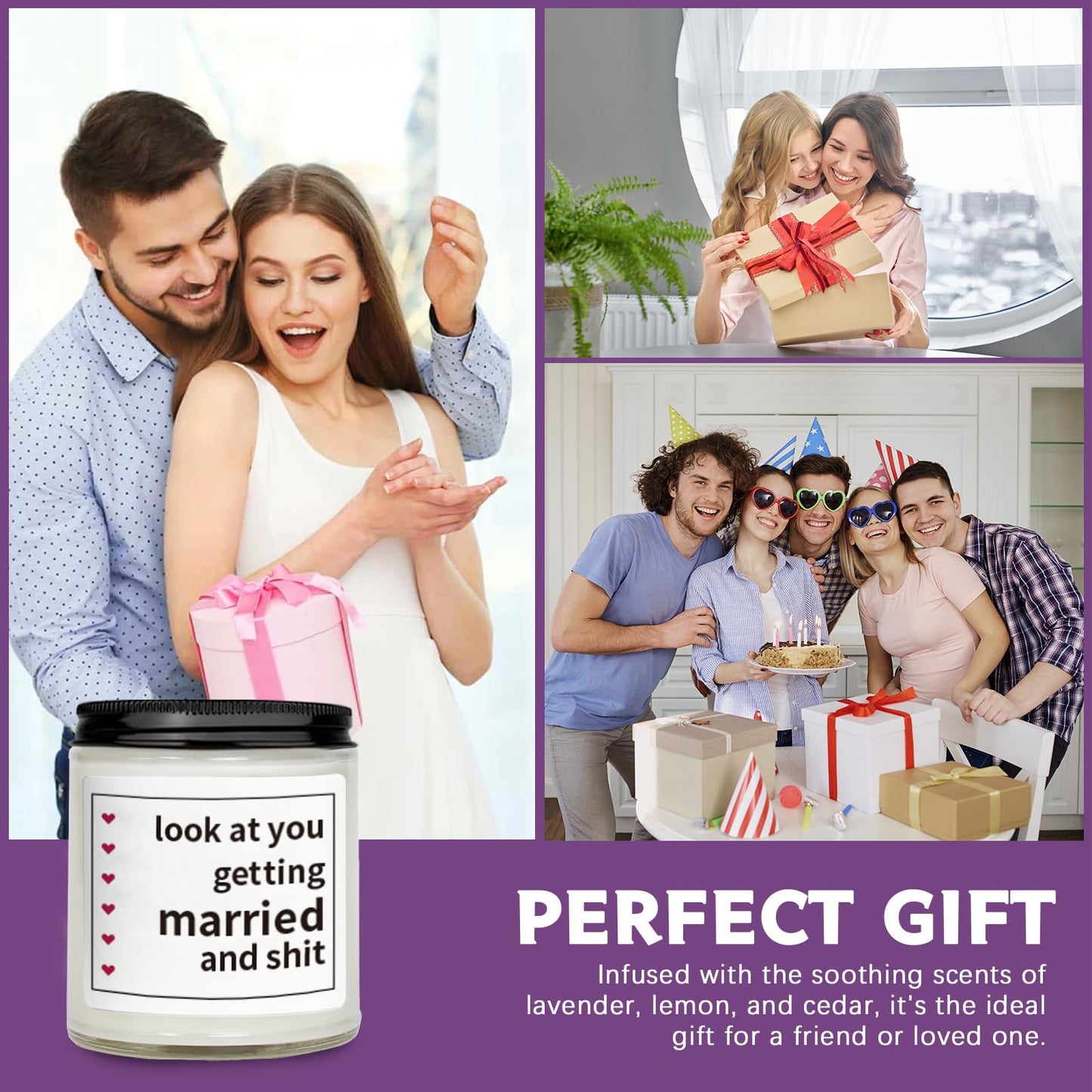 VivaJoy Engagement Gift for Couples - Lavender Scented Candle, Personalized Present for Bride and Groom, Funny Wedding Gift