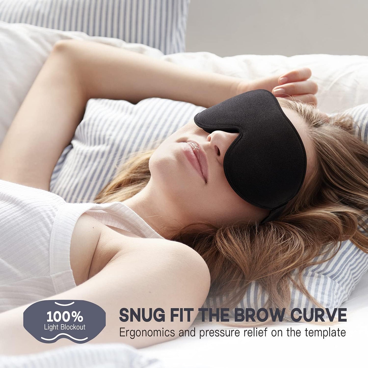 onaEz Sleep Masks, 2023 Upgraded 100% Darkness 3D Sleep Eye Mask with 12mm Recessed Eye Sockets, Breathable Comfortable Soft Milk Ice Silk Sleeping Mask for Traveling Napping All Night Sleeping Yoga