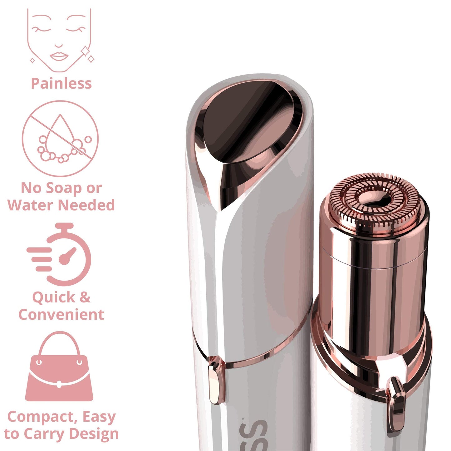 Finishing Touch Flawless Next Generation Facial Hair Remover, Rechargeable, 2 x Replacement Heads Included, White