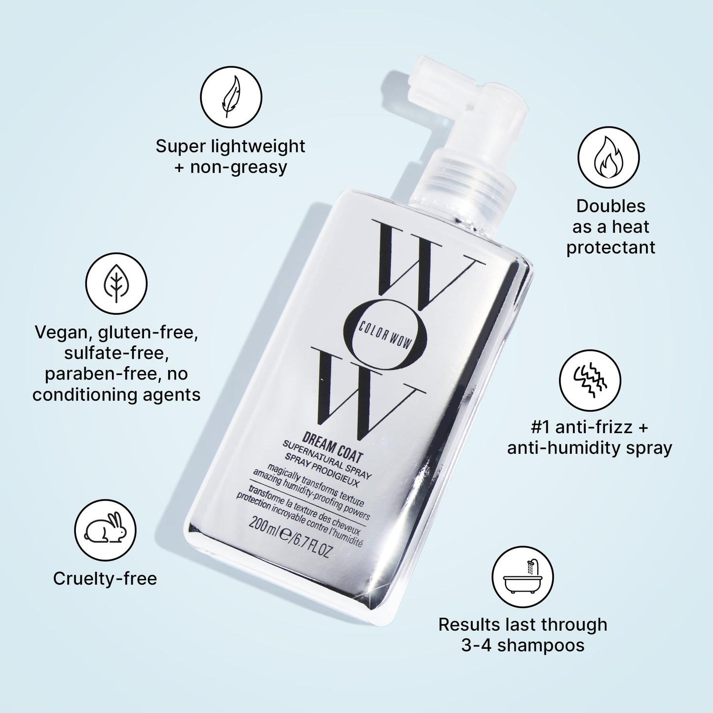 COLOR WOW Dream Coat Supernatural Spray - Keep Your Hair Frizz-Free and Shiny No Matter the Weather with Award-Winning Anti-Frizz Spray
